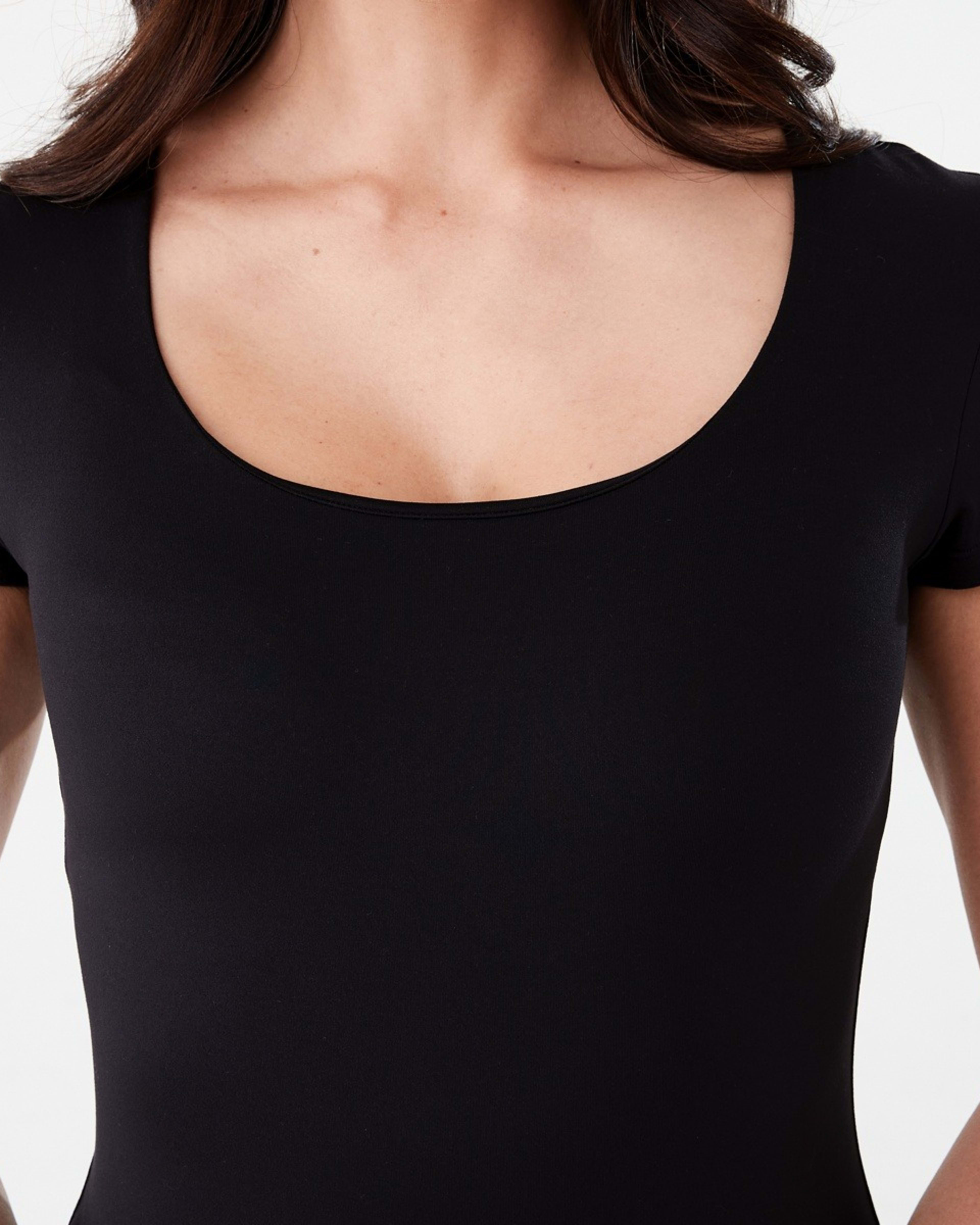 6 Short Sleeve Scoop Neck Bodysuit BLACK, 6 of 6