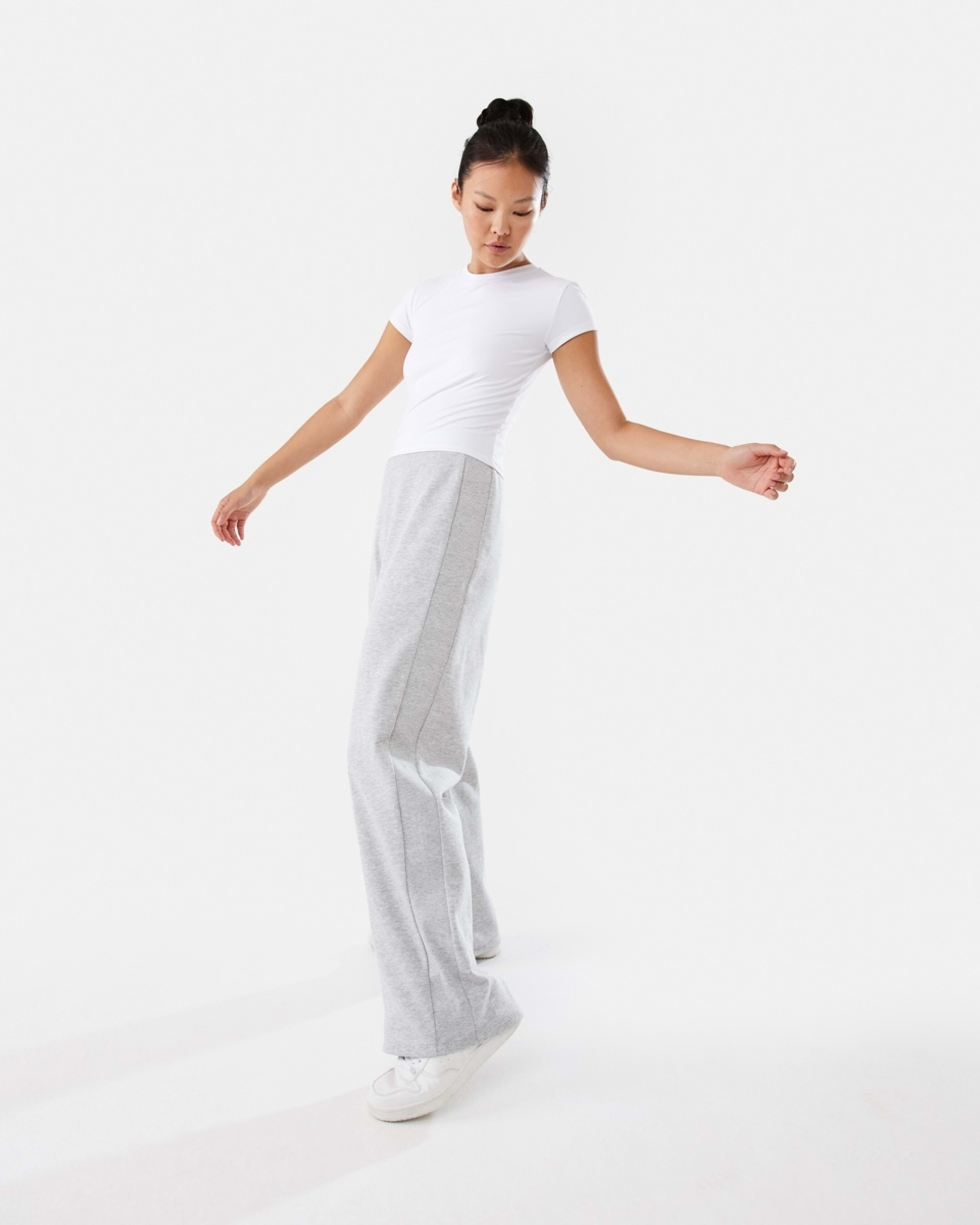 3 Active Womens Straight Leg Panel Trackpants Grey Marle, 3 of 6