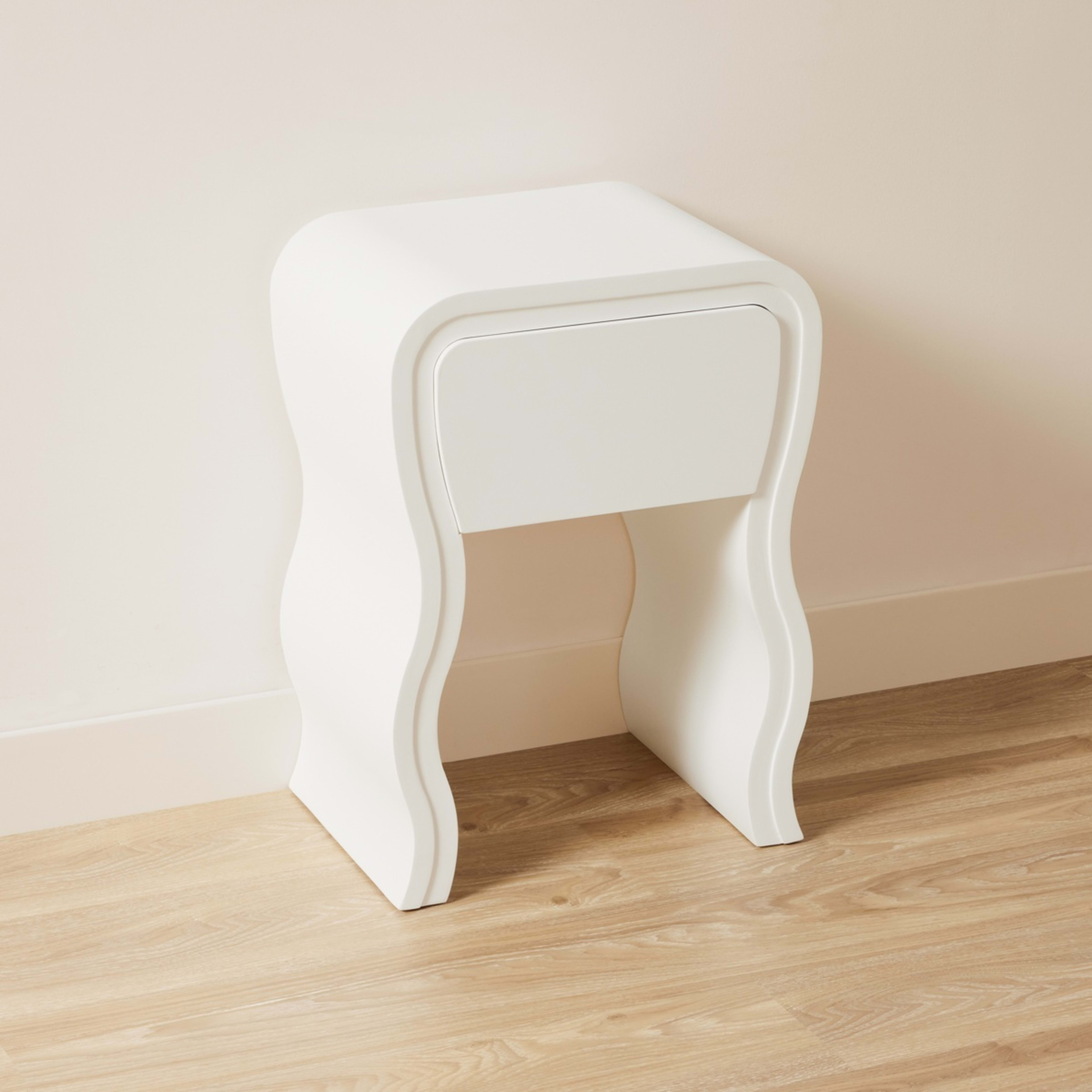 3 Wavy Bedside Table - White, 3 of 6