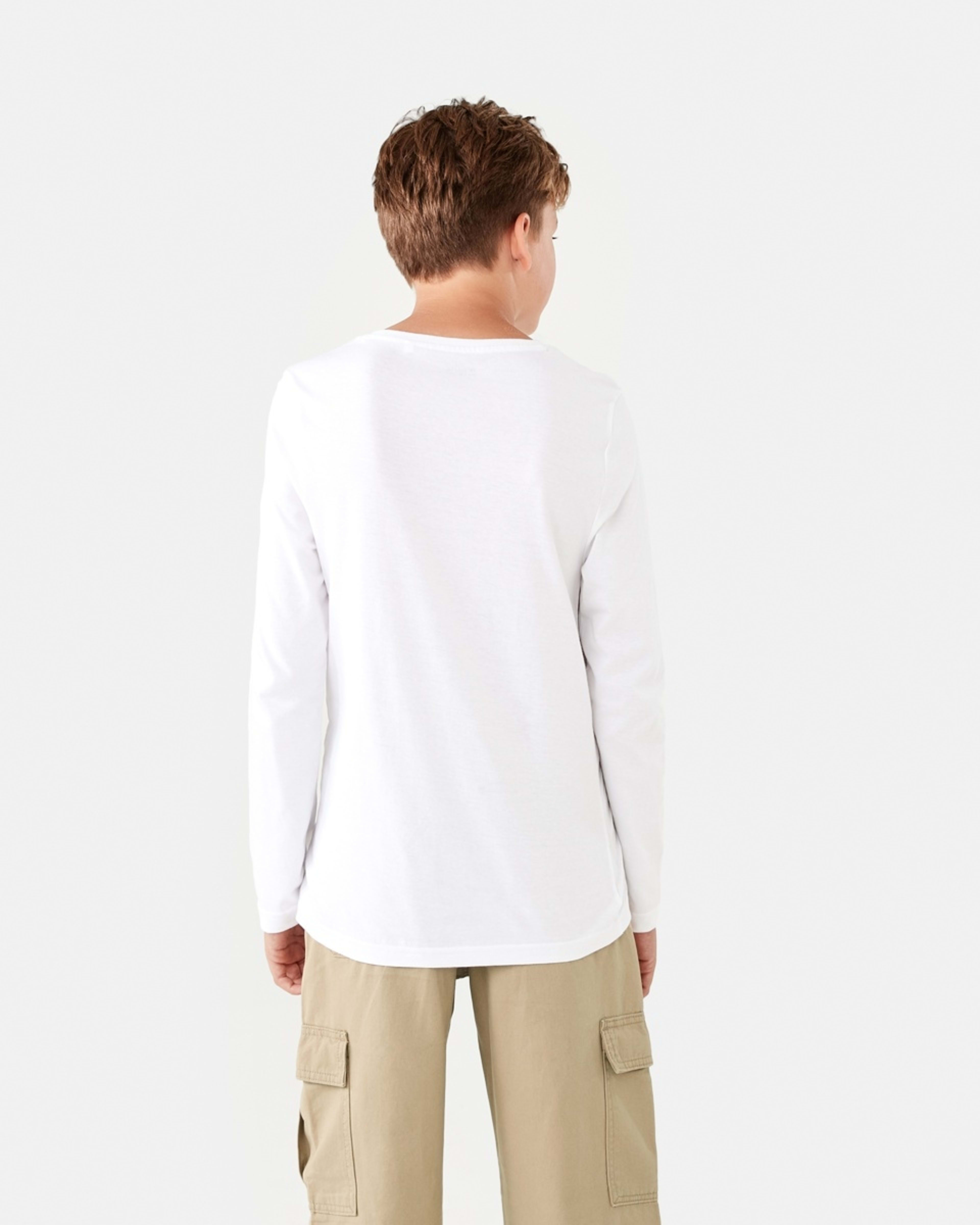 2 Long Sleeve Plain T-shirt White, 2 of 8