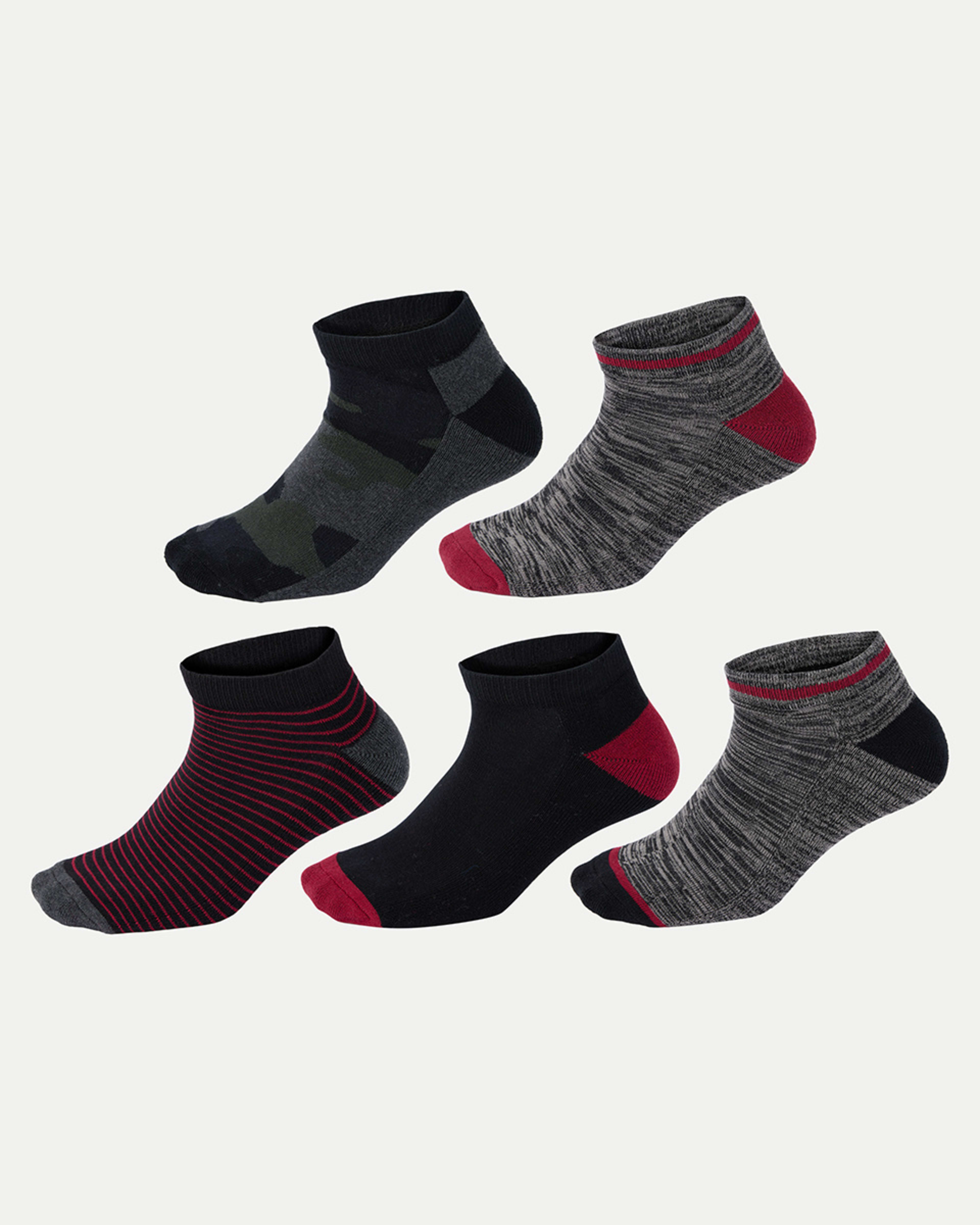 1 5 Pack Low Cut Sport Socks CAMO STRIPE SPACE CHAR, 1 of 3