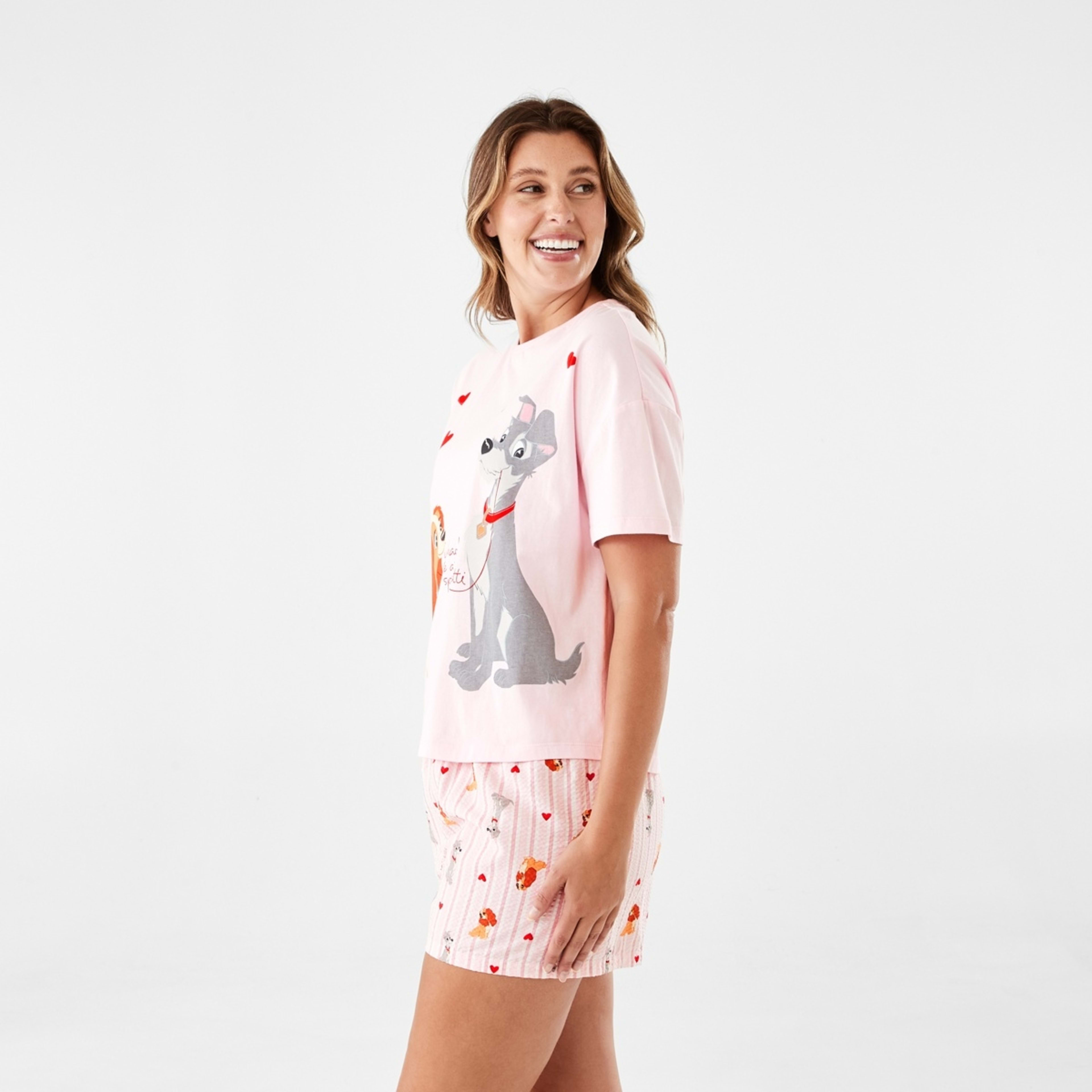 2 Lady and the Tramp License Knit Top and Woven Short Pyjama Set Lady Trmp, 2 of 7