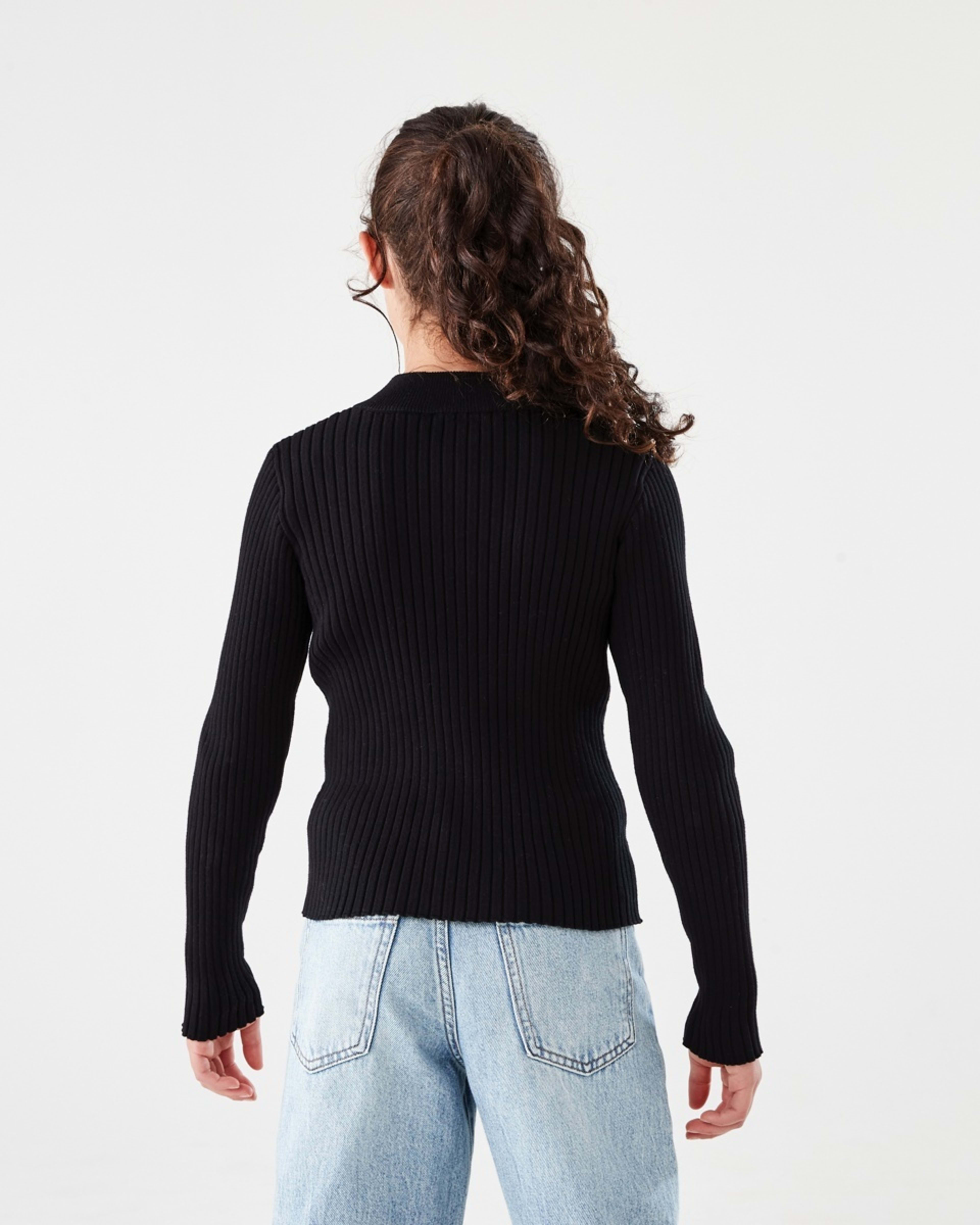 2 Rib Zip Through Cardigan BLACK, 2 of 7