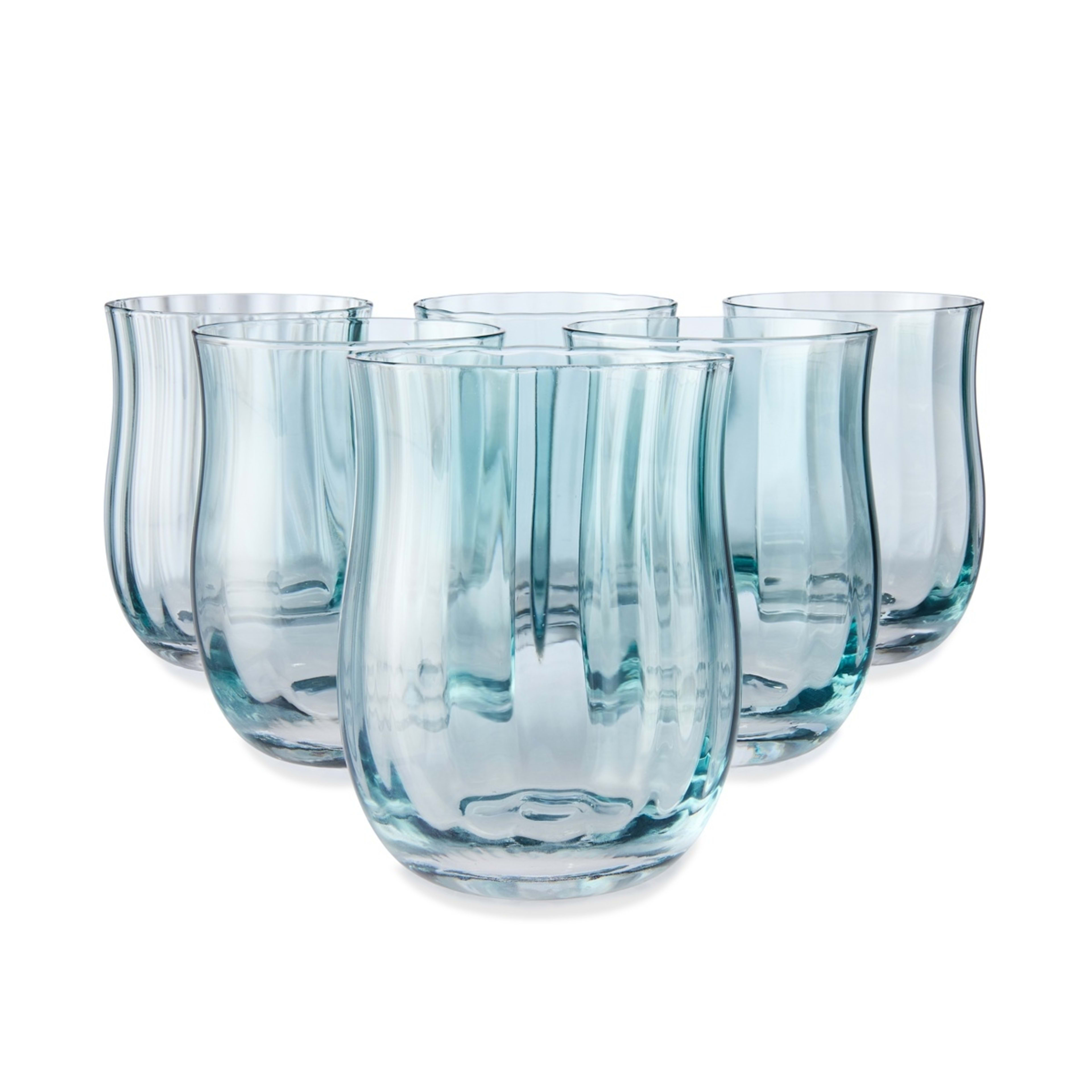 1 6 Green Tulip Stemless Glasses