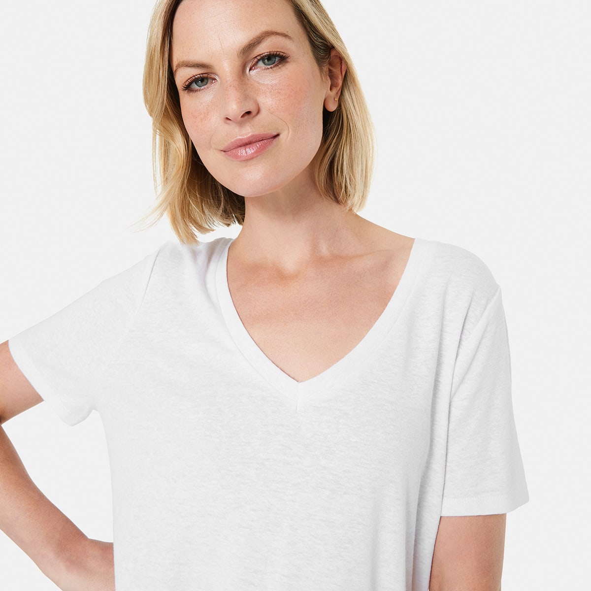 Linen Blend Short Sleeve VNeck Tshirt Kmart