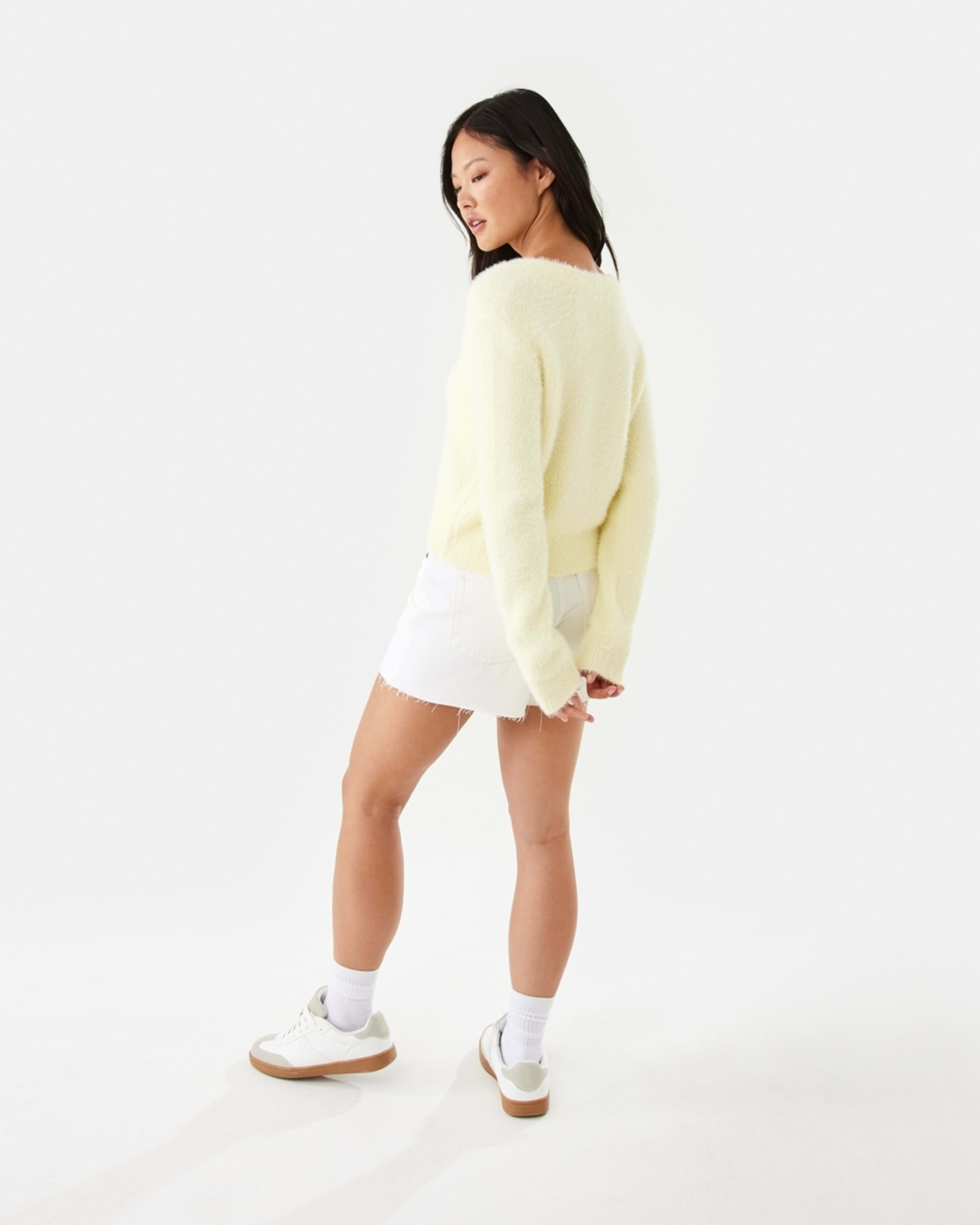 6 Eyelash V-Neck Jumper Glow Yellw, 6 of 10