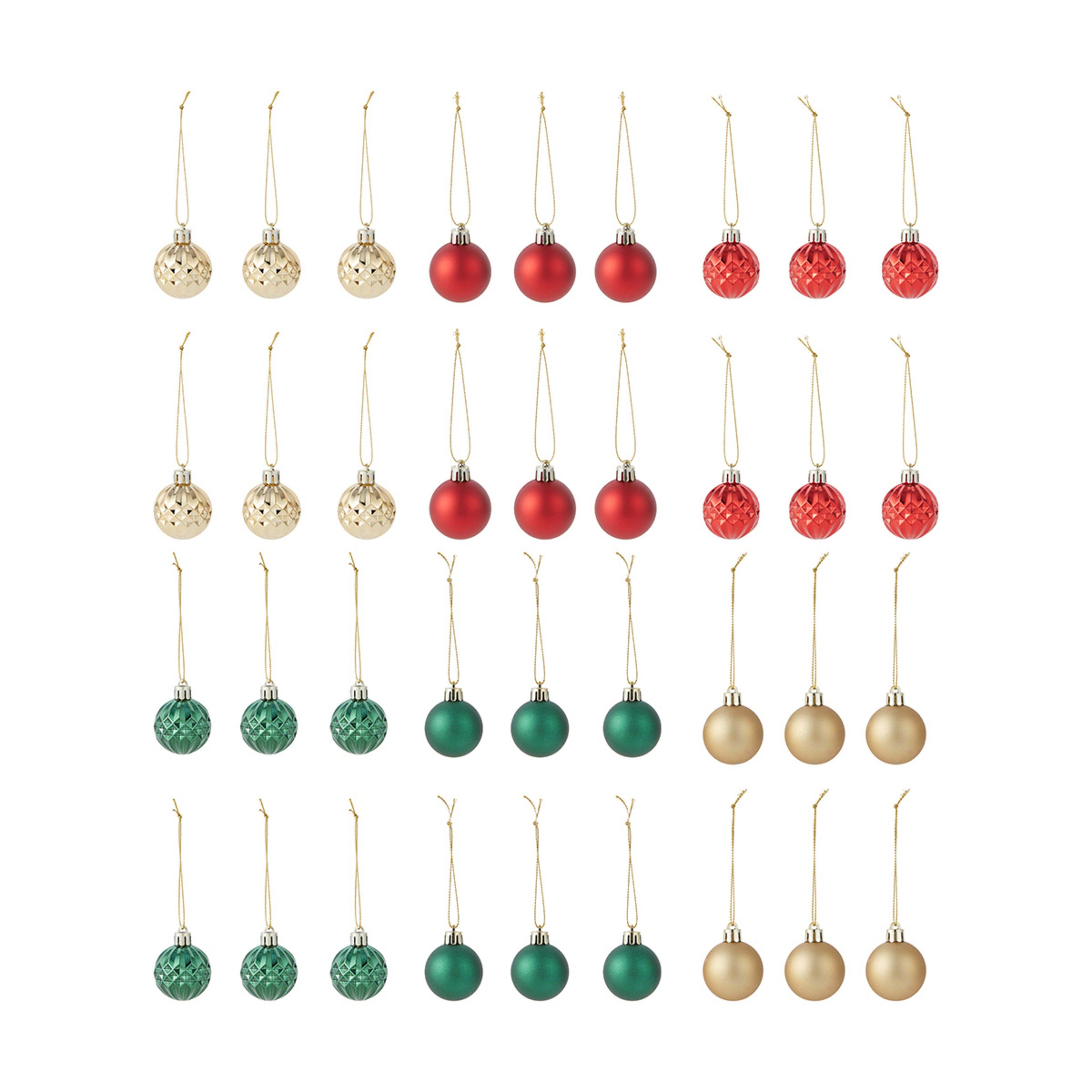 36 Pack 4cm Christmas Baubles Traditional Cheer Kmart NZ