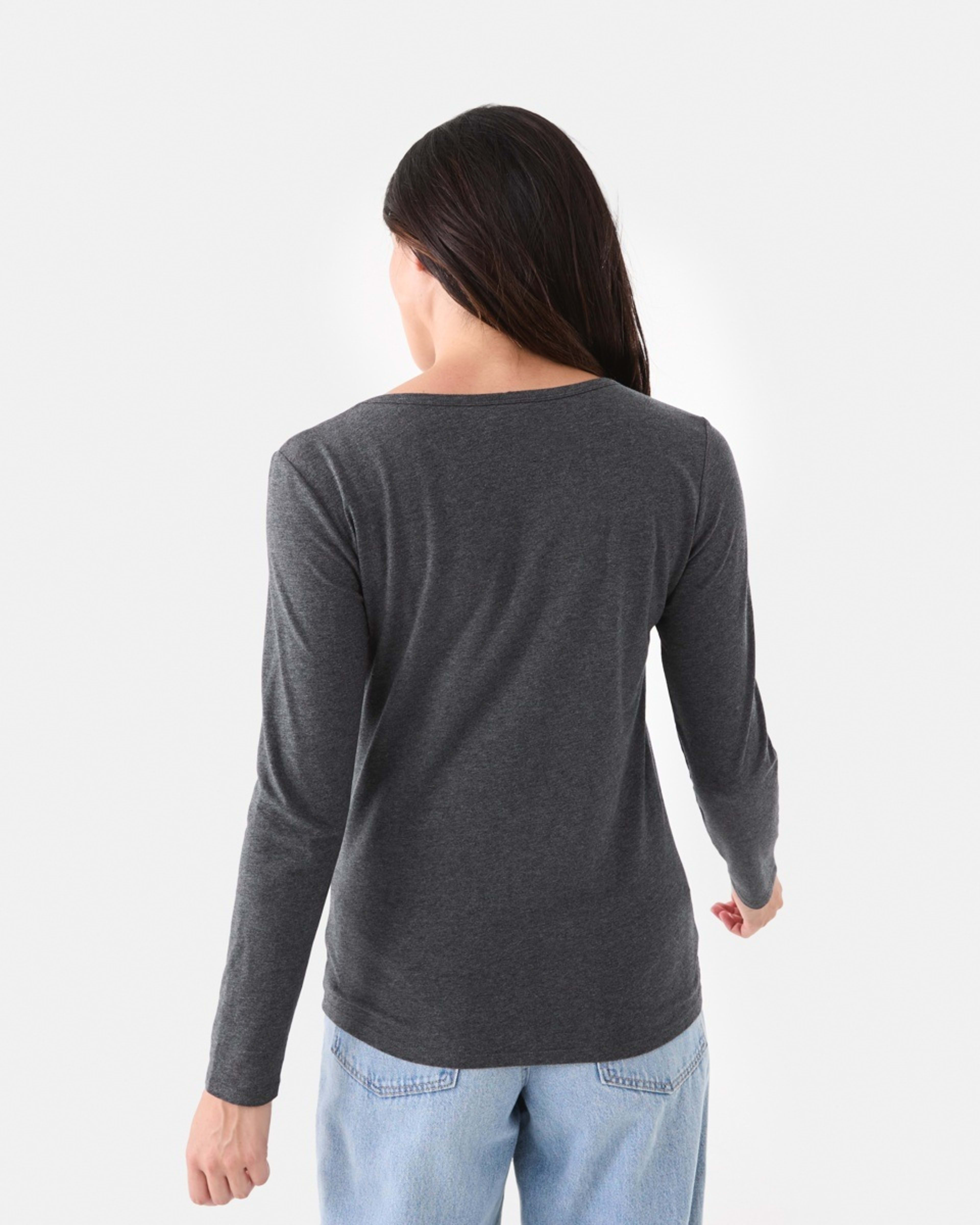 3 Long Sleeve Stretch V-Neck T-shirt Char Marle, 3 of 5
