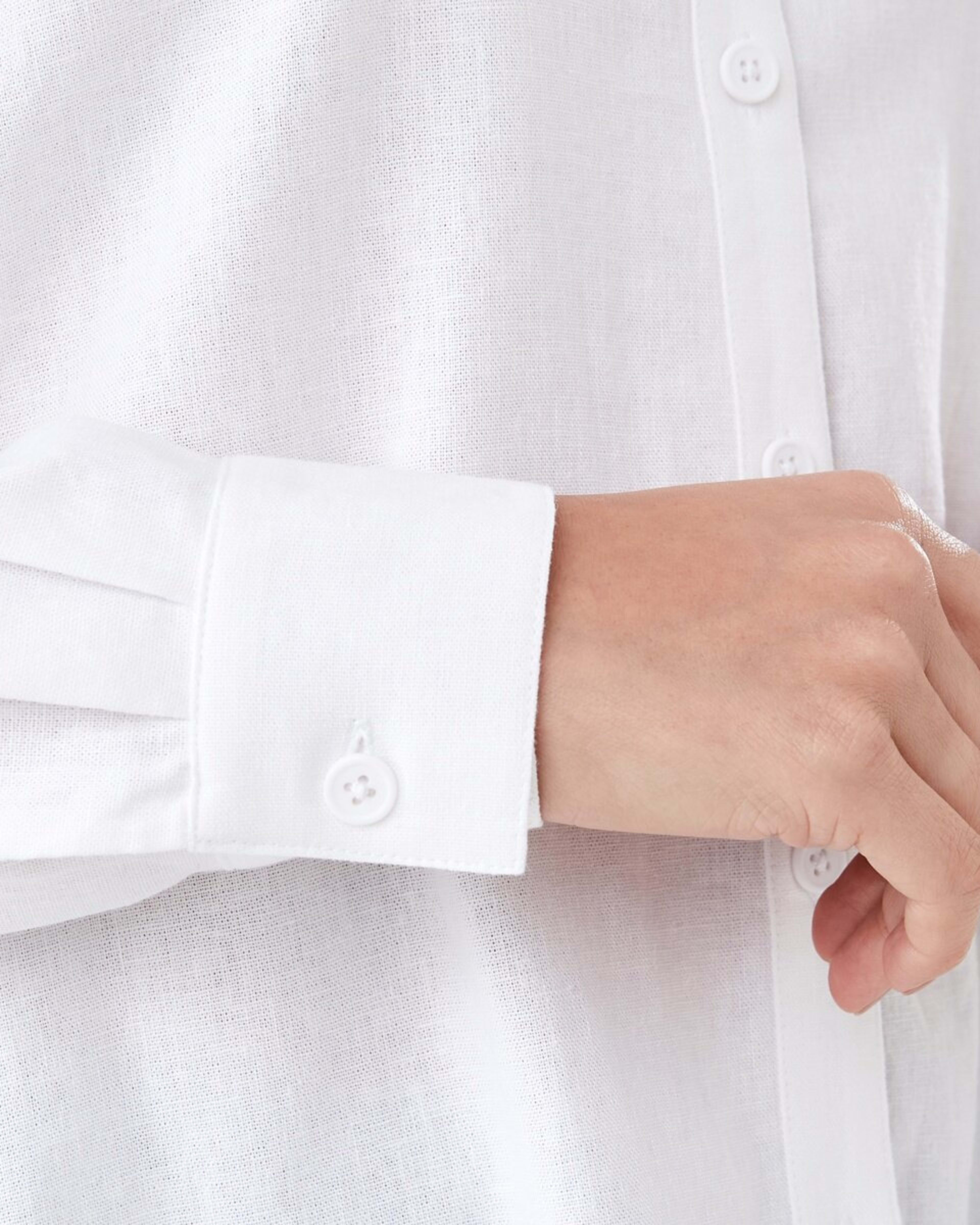 6 Long Sleeve Linen Blend Shirt WHITE, 6 of 6