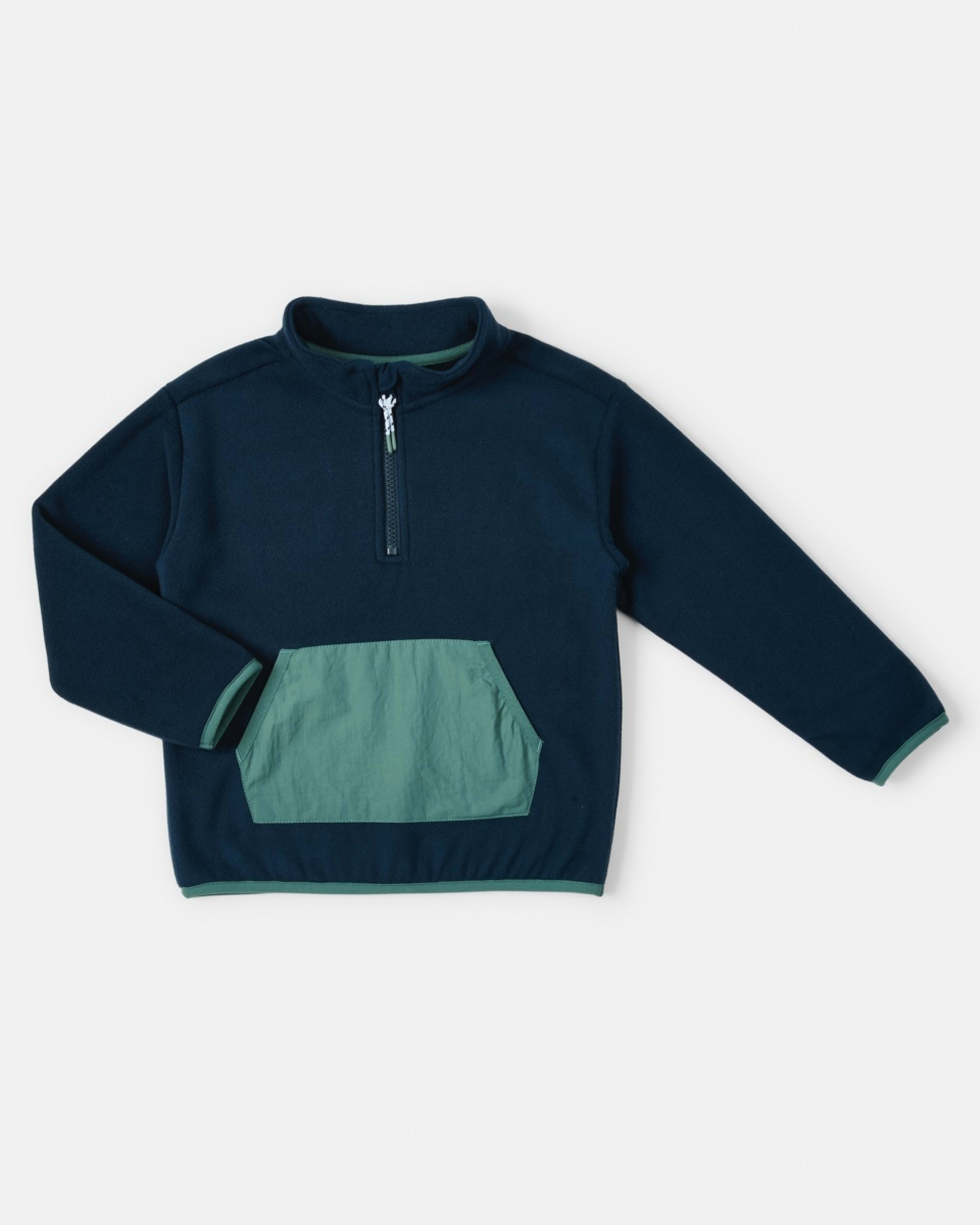 8 Polar Fleece Quarter Zip Sweatshirt Dress Navy, 8 of 9
