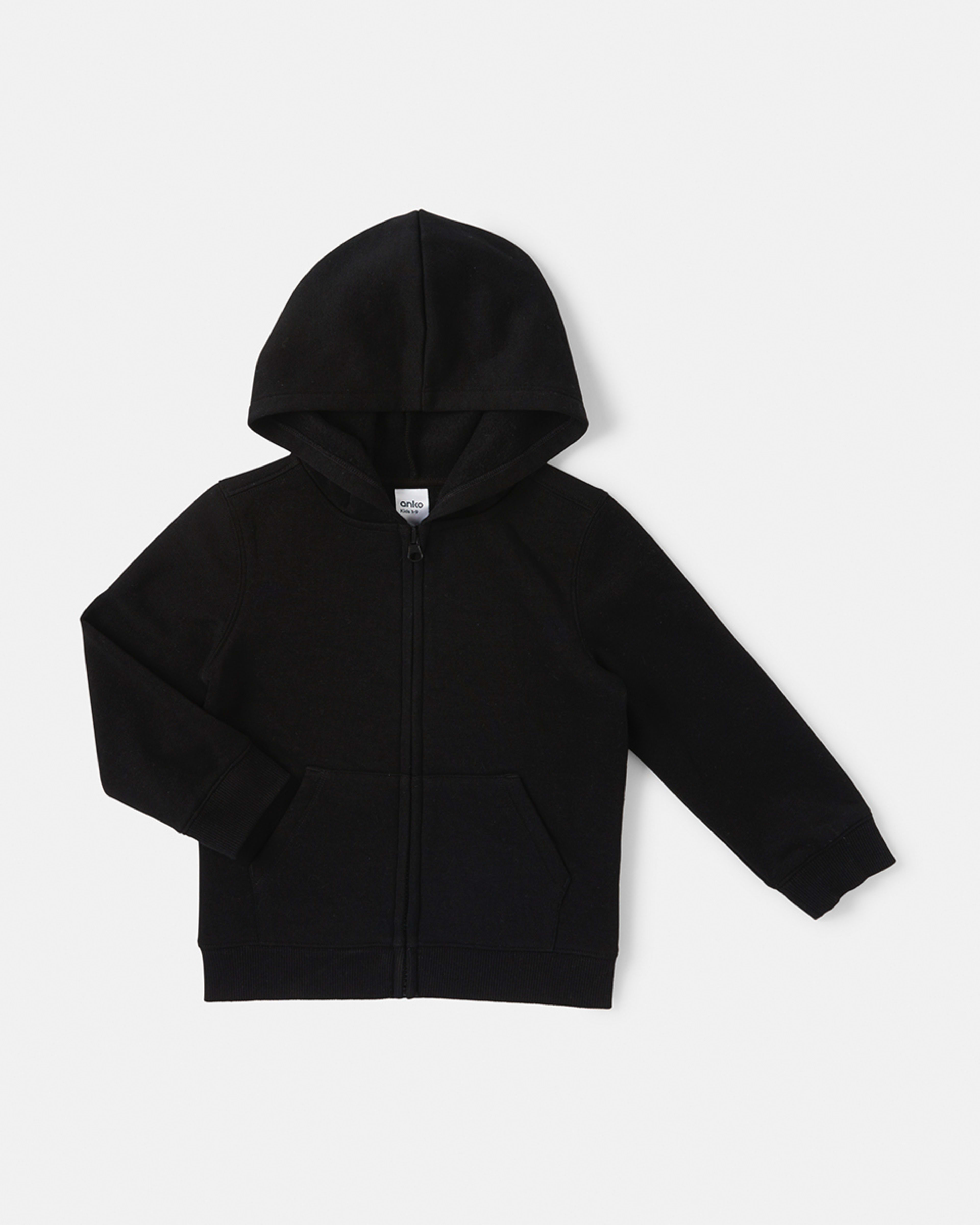 8 Plain Zip Through Hoodie Black, 8 of 9