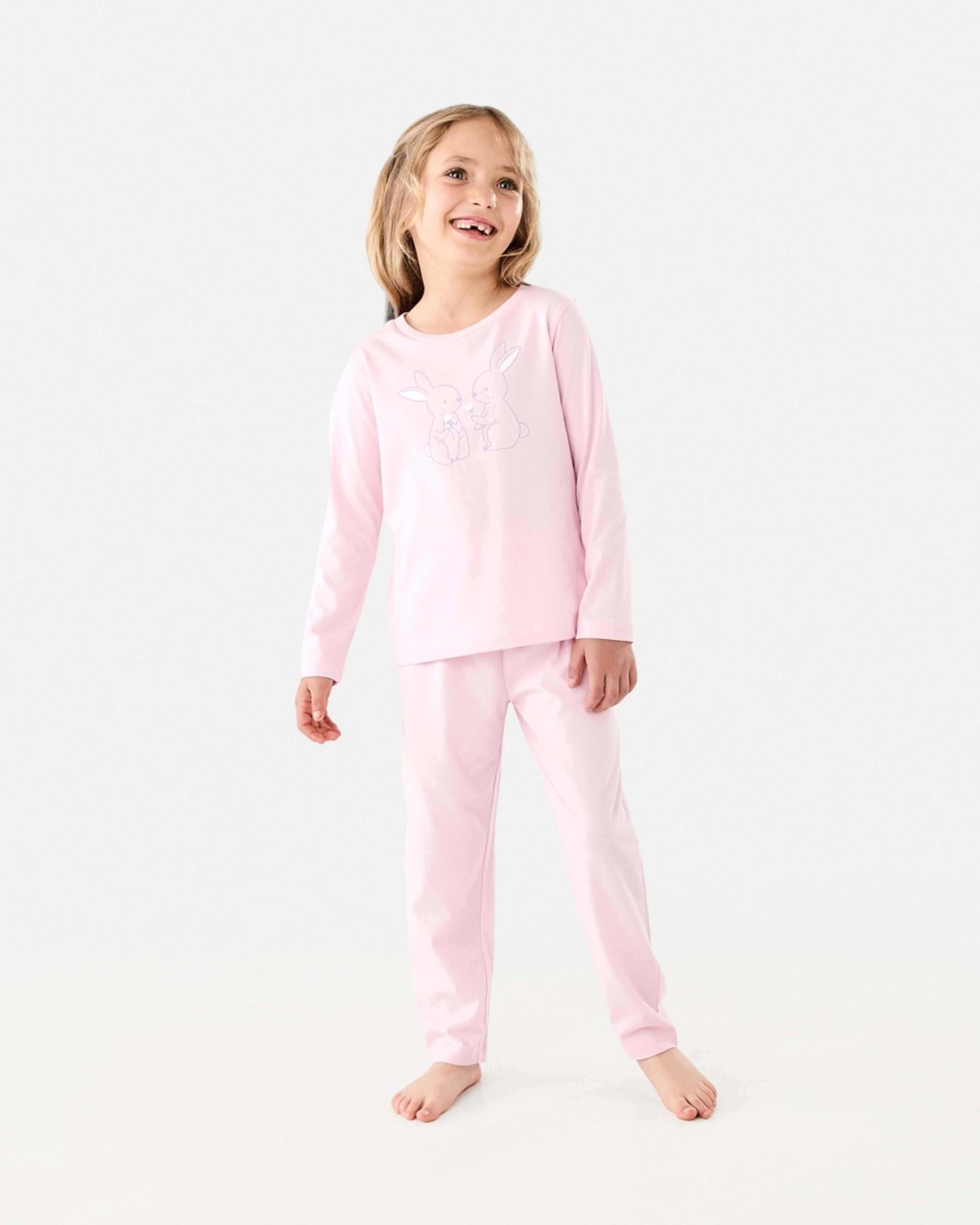 1 Knit Pyjama Set Pnk Bunny, 1 of 8