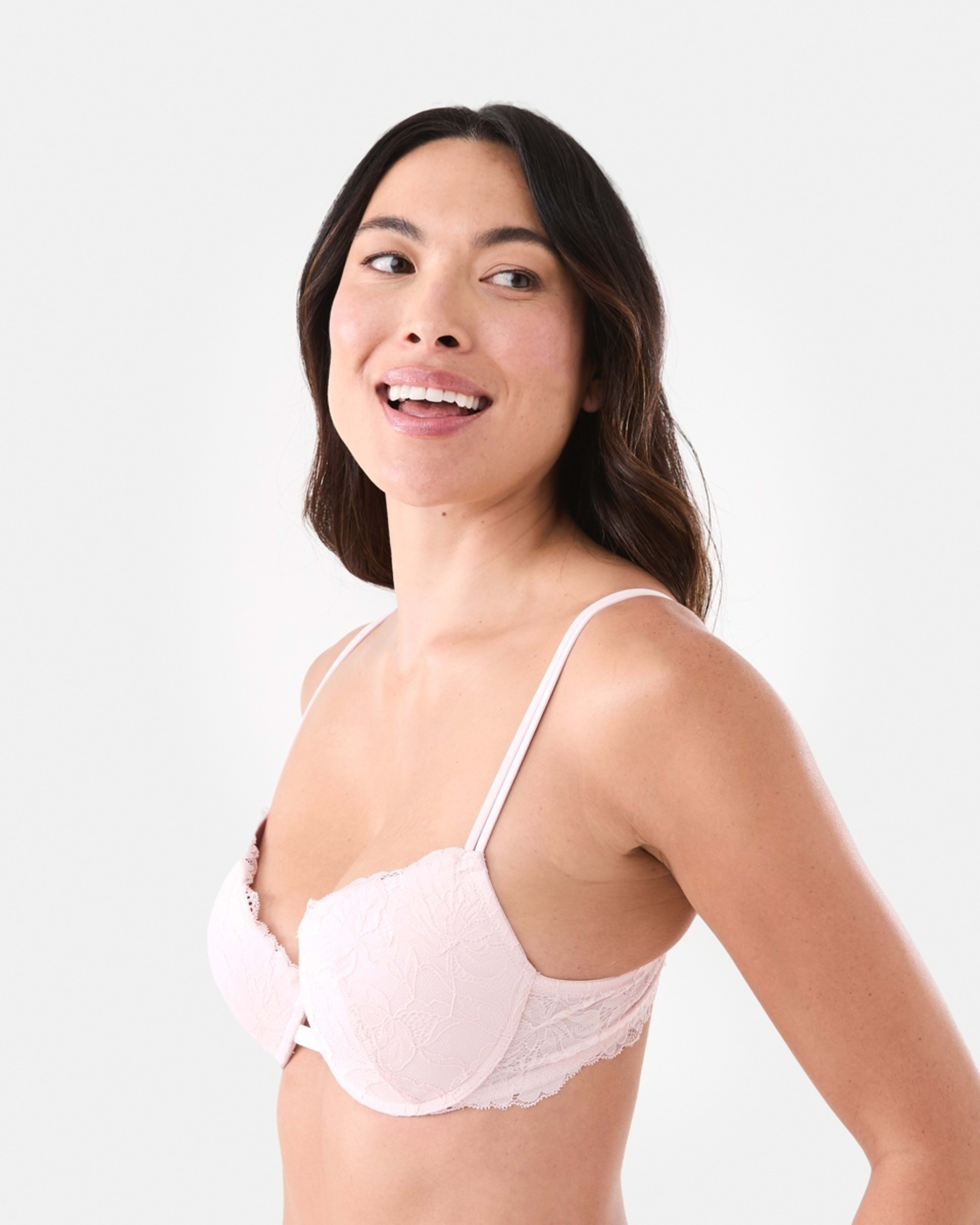 2 Co-ordinated Lace Push-Up Bra Pink Chalk, 2 of 7