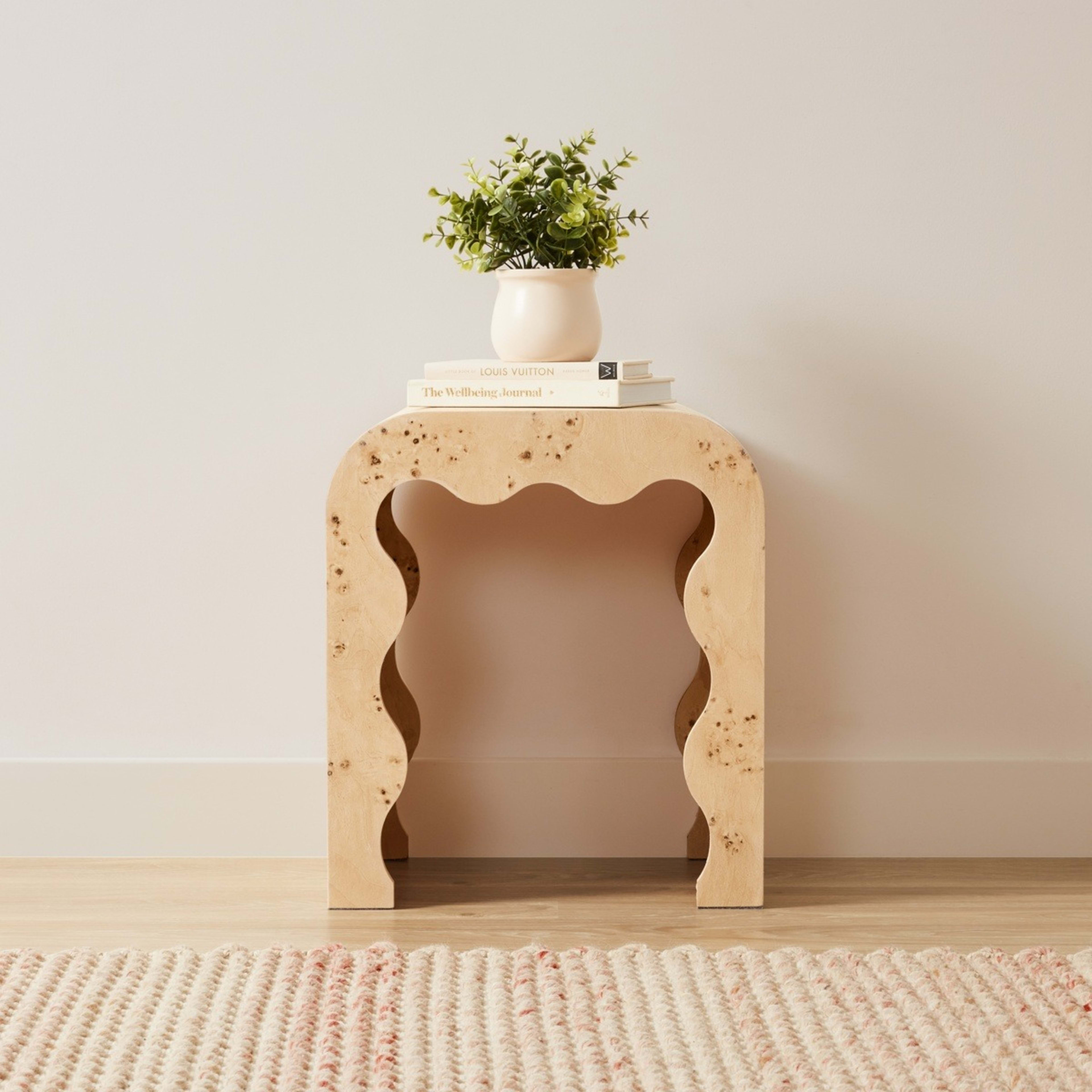 1 Burlwood Look Side Table, 1 of 6