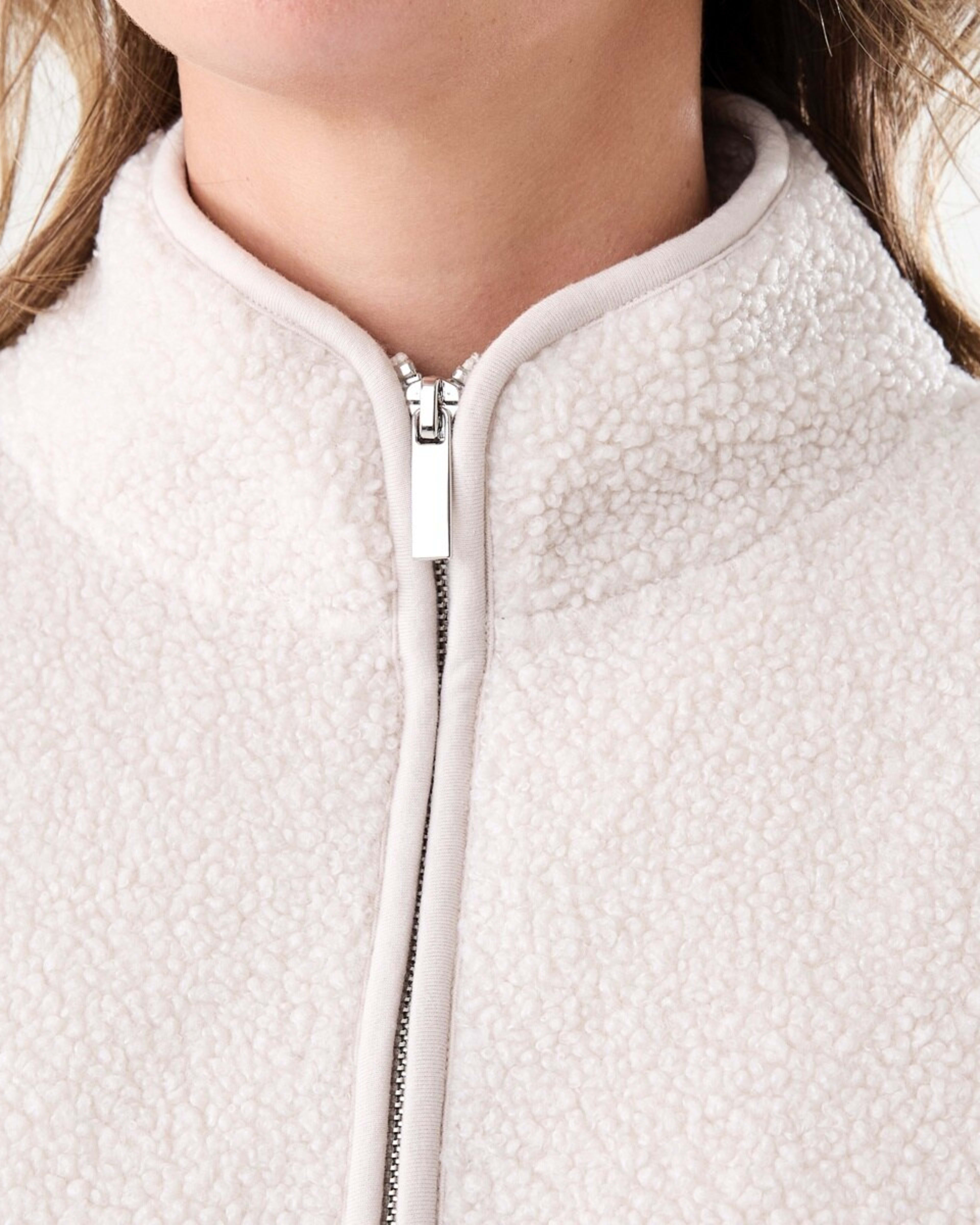 5 Long Sleeve Quarter Zip Through Boucle Sweatshirt Nat Beige, 5 of 6