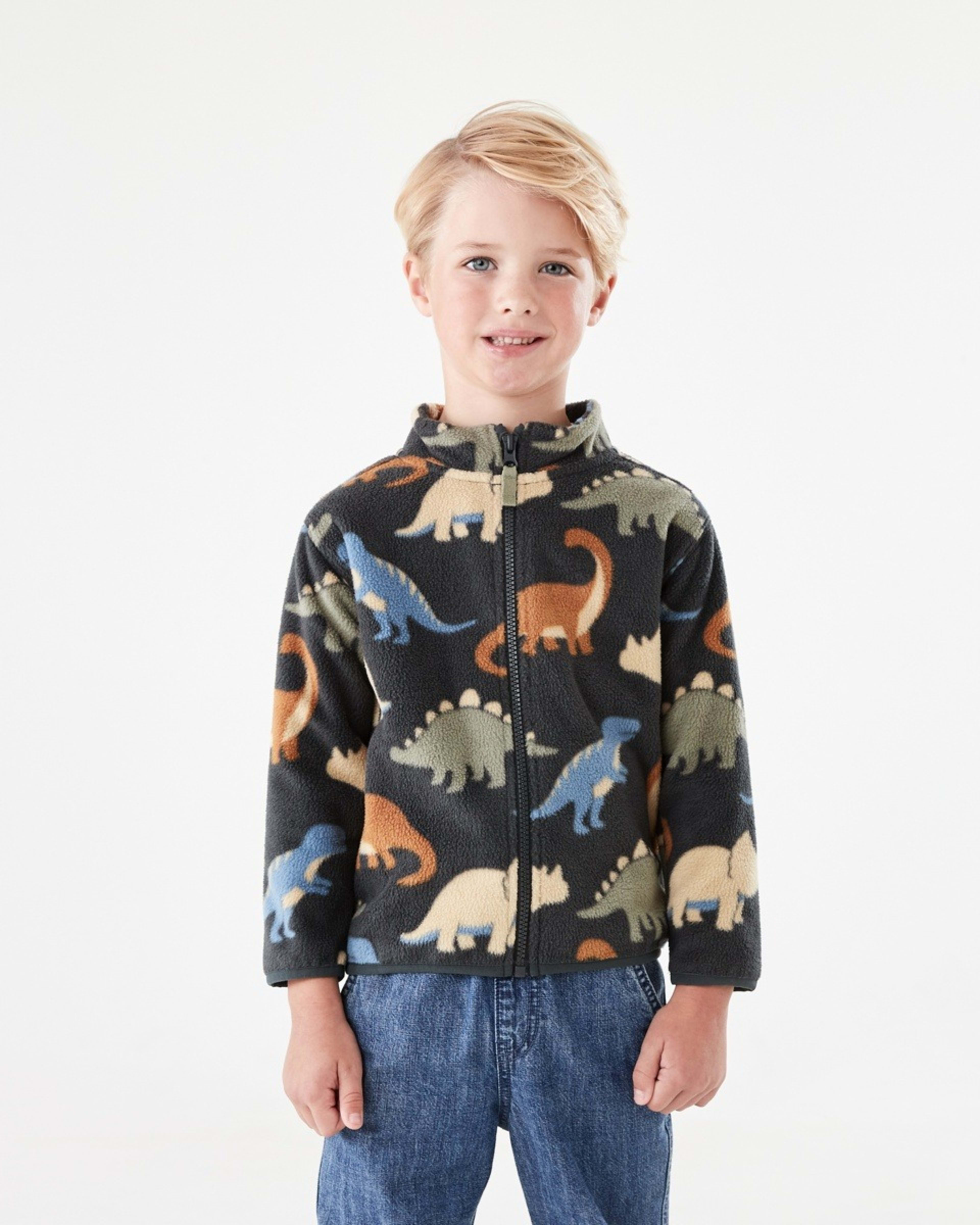 2 Fleece Zip Through Sweatshirt Gry Dino, 2 of 9