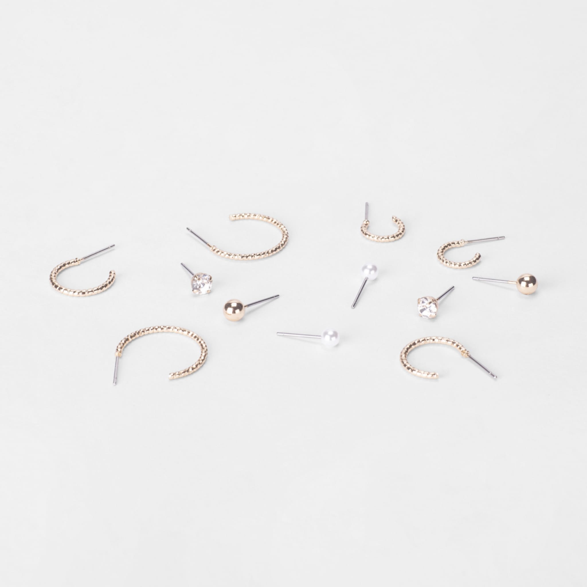 6 Pack Stud and Hoop Earrings Gold Tone Kmart