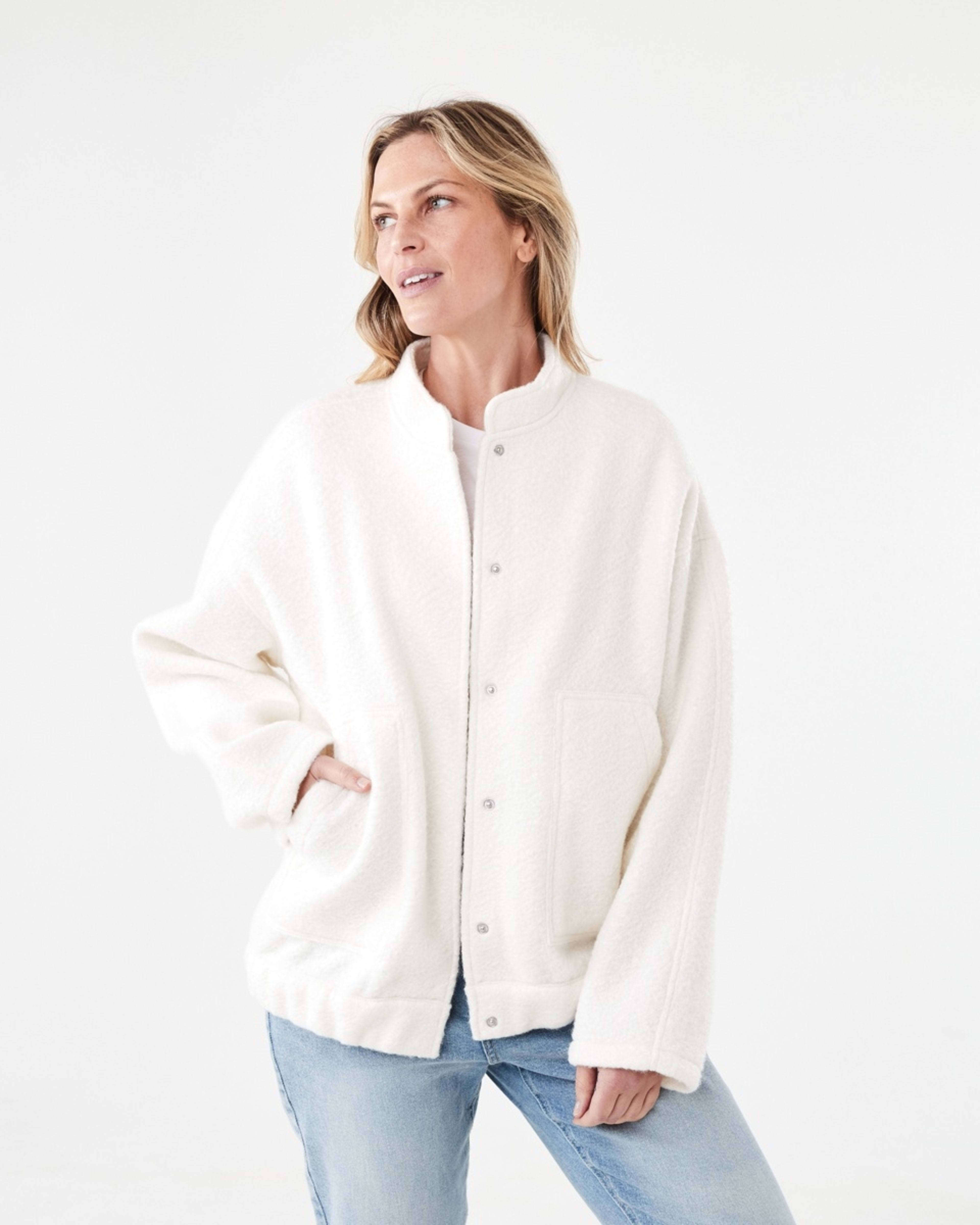 1 Boucle Bomber Jacket Ecru