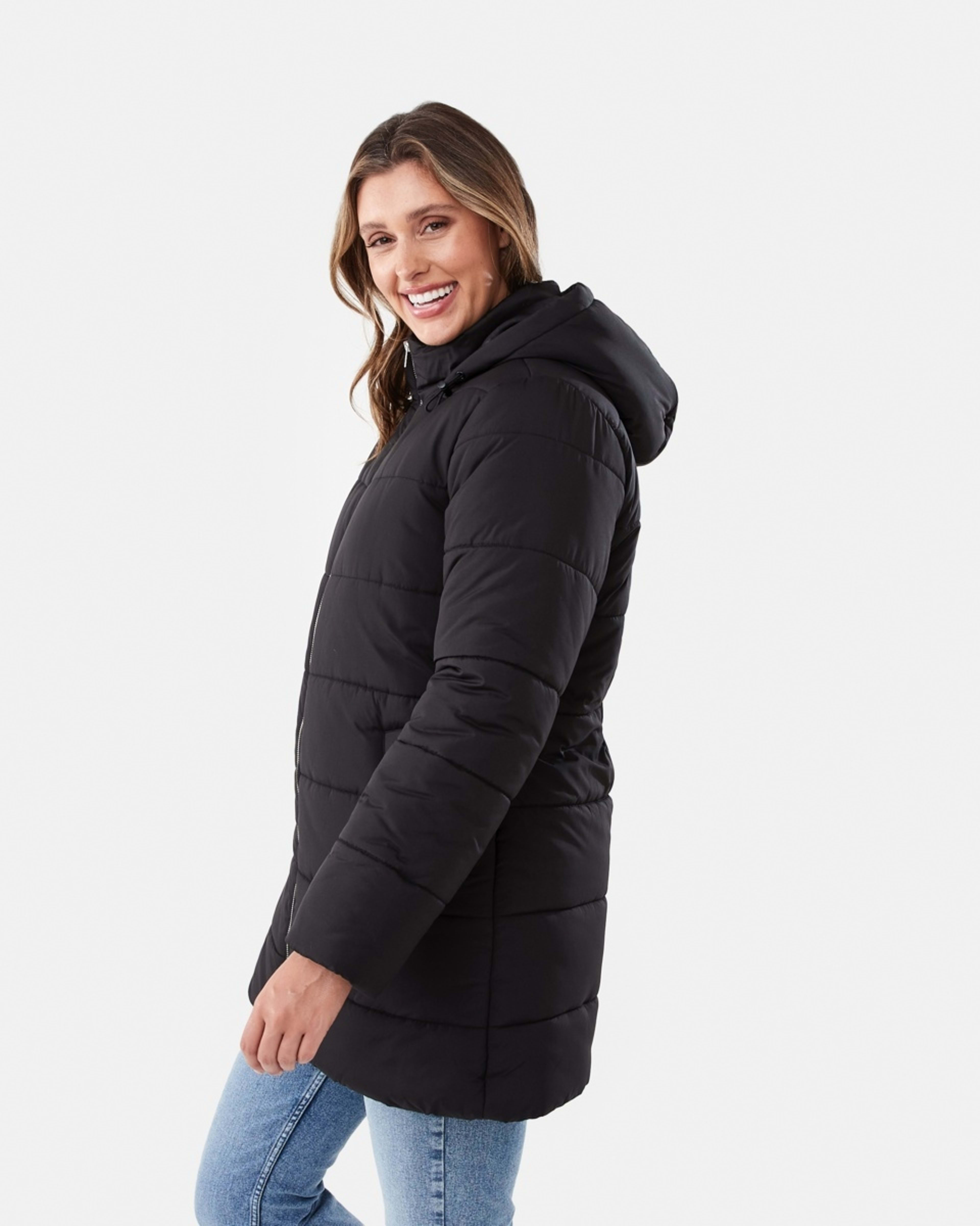 3 Mid Length Puffer Jacket Black, 3 of 7