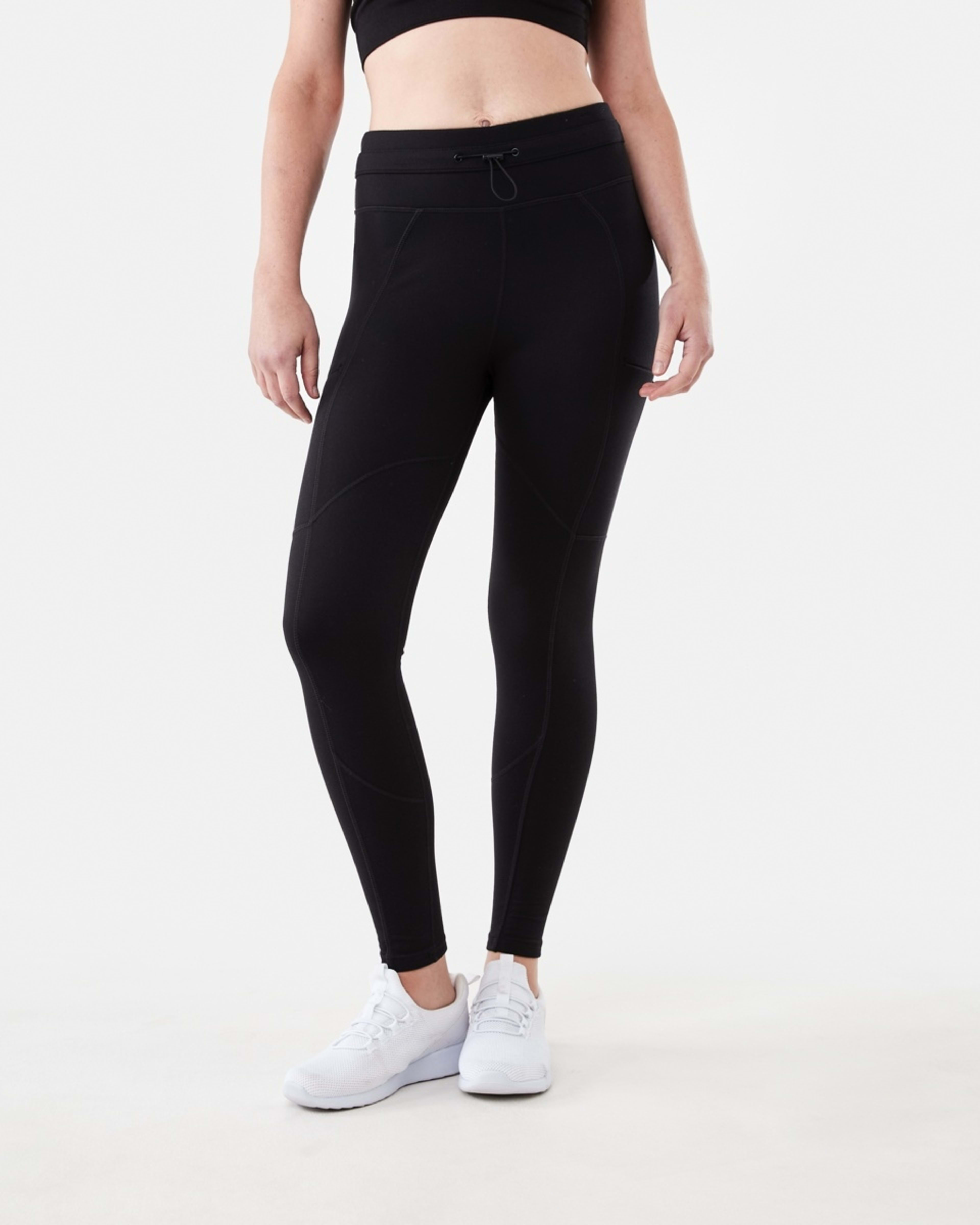 1 Active Womens Outdoor Fleece Zip Leggings BLACK