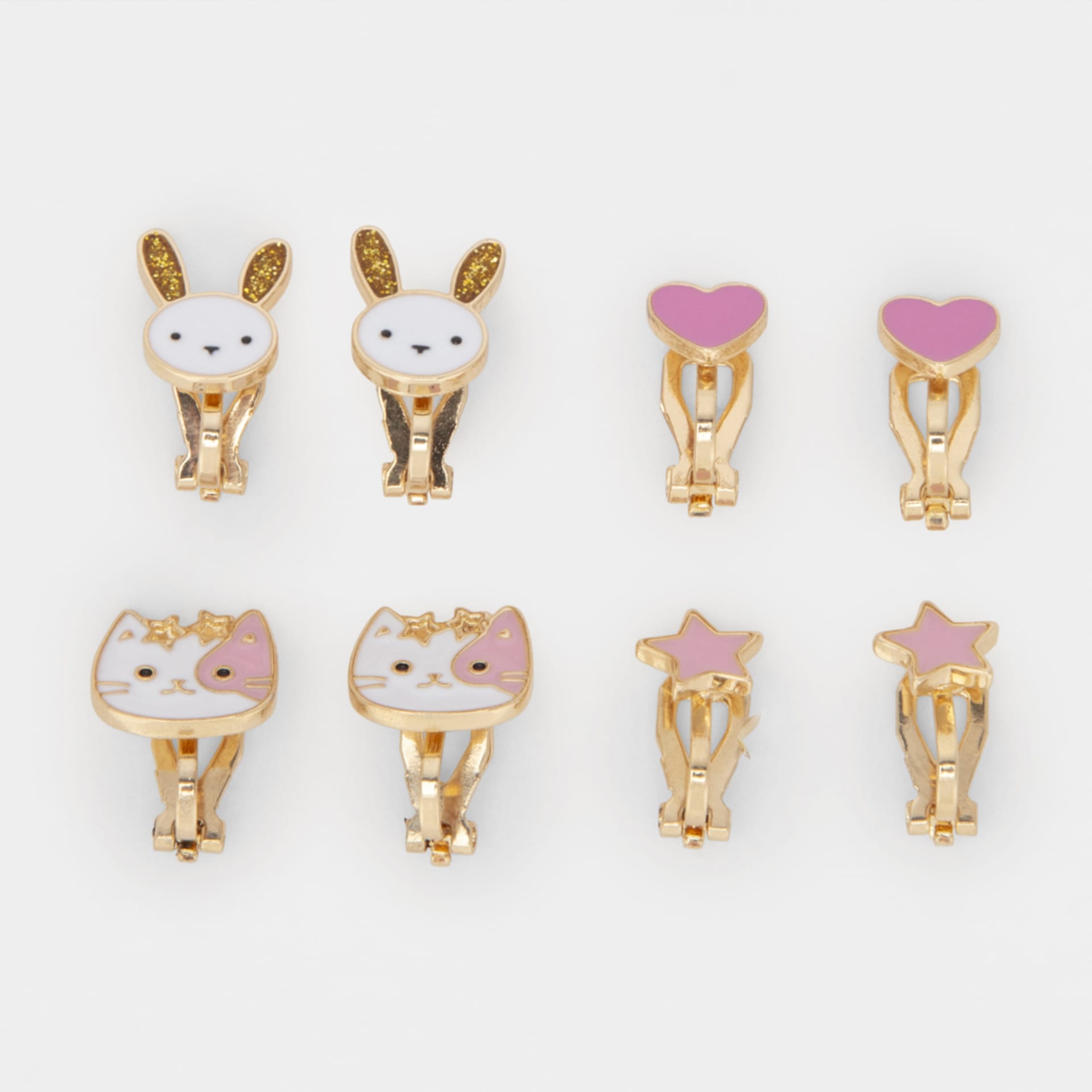 4 Pack Clip On Earrings - Cat & Bunny - Kmart