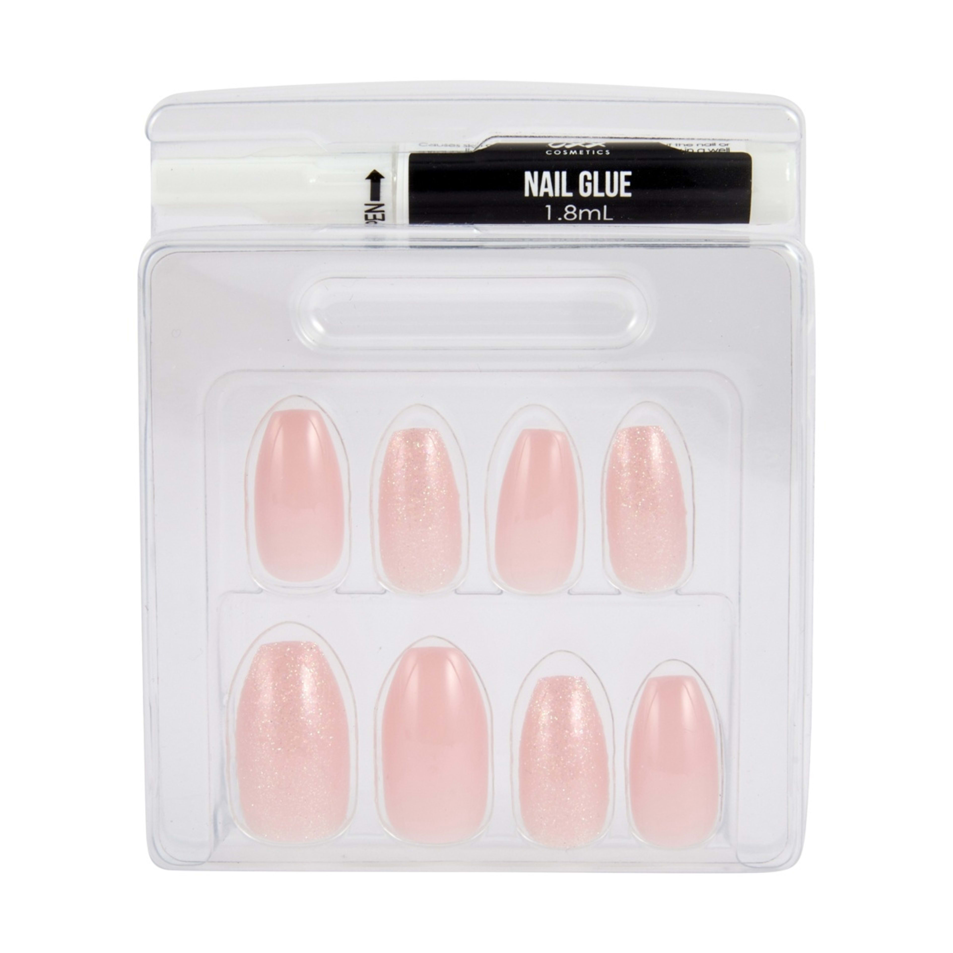 3 OXX Cosmetics 24 Pack Artificial Nails with Adhesive - Coffin Shape, Pink Shimmer, 3 of 5