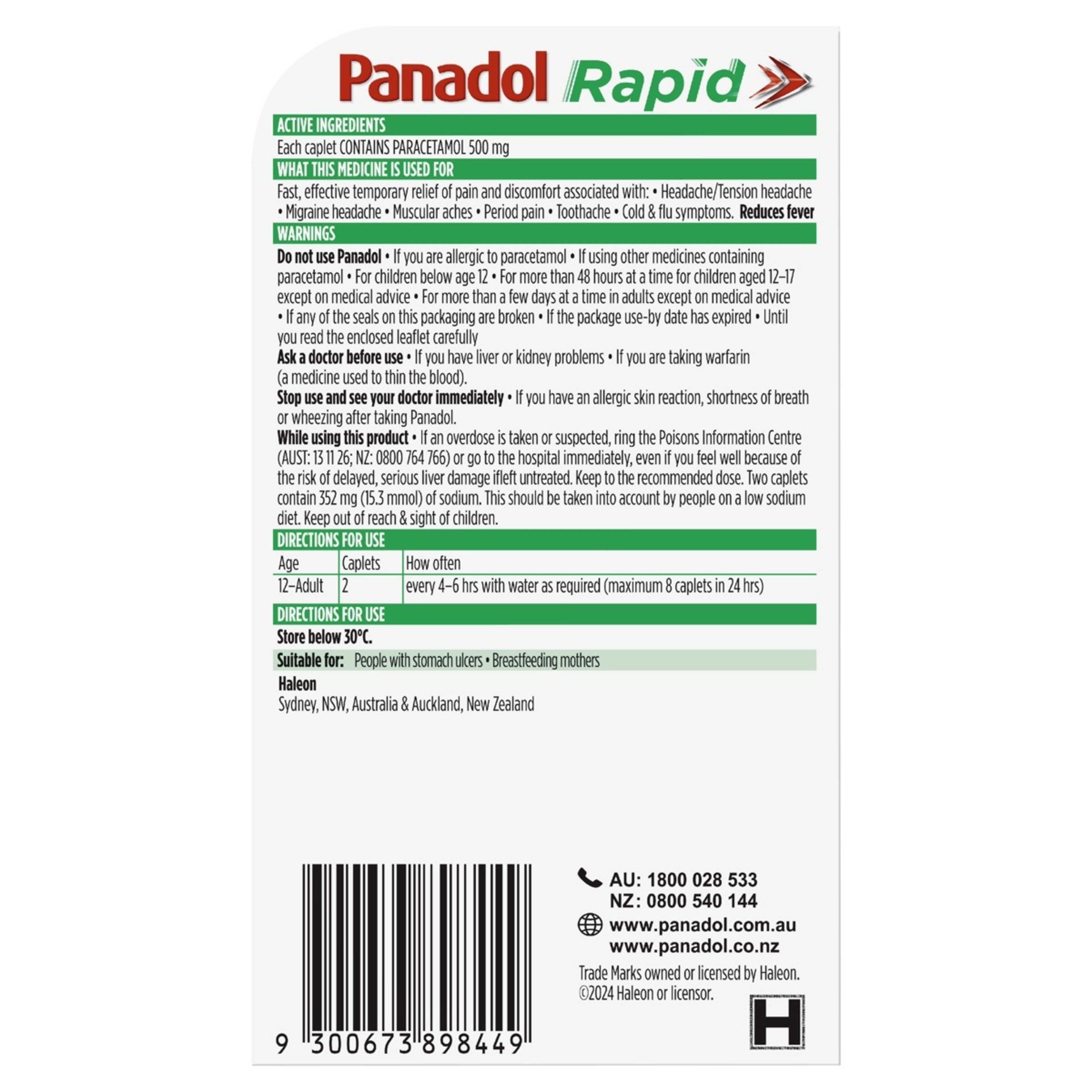 3 8 Pack Panadol Rapid Paracetamol 500mg, 3 of 7