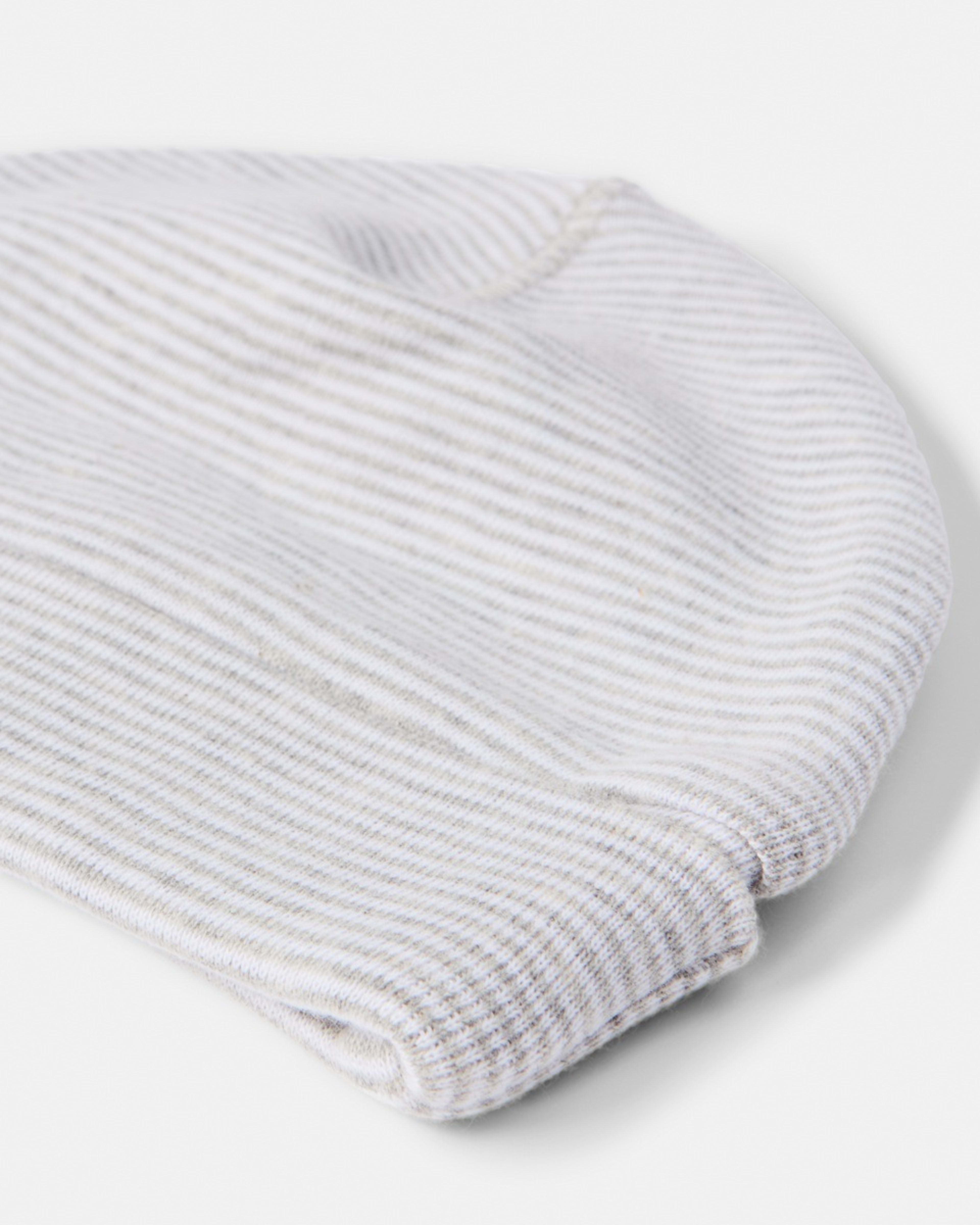 5 2 Pack Newborn Hat and Mittens Set Grey Stripe And Spot, 5 of 8