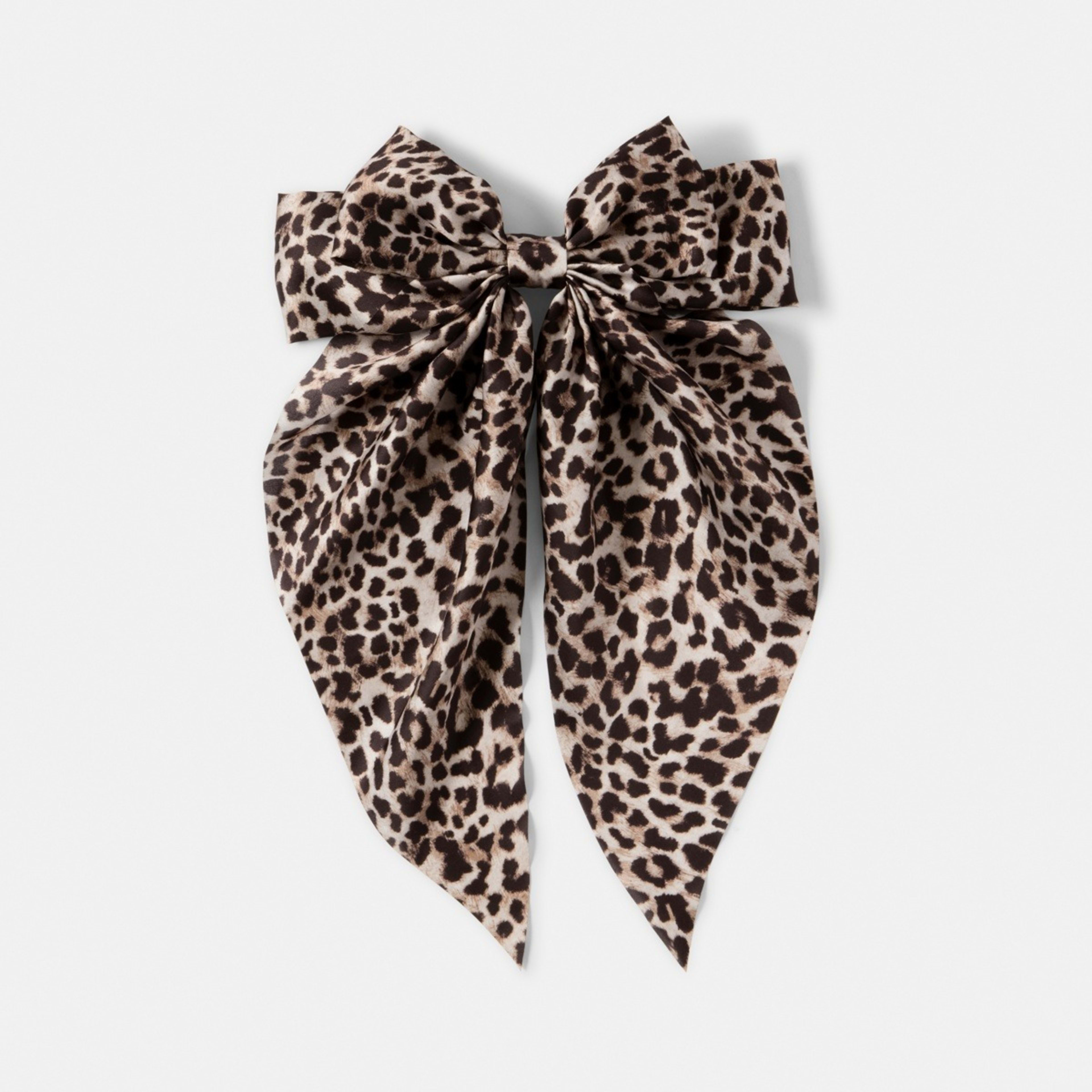 1 Leopard Barrette Large Bow Hair Clip