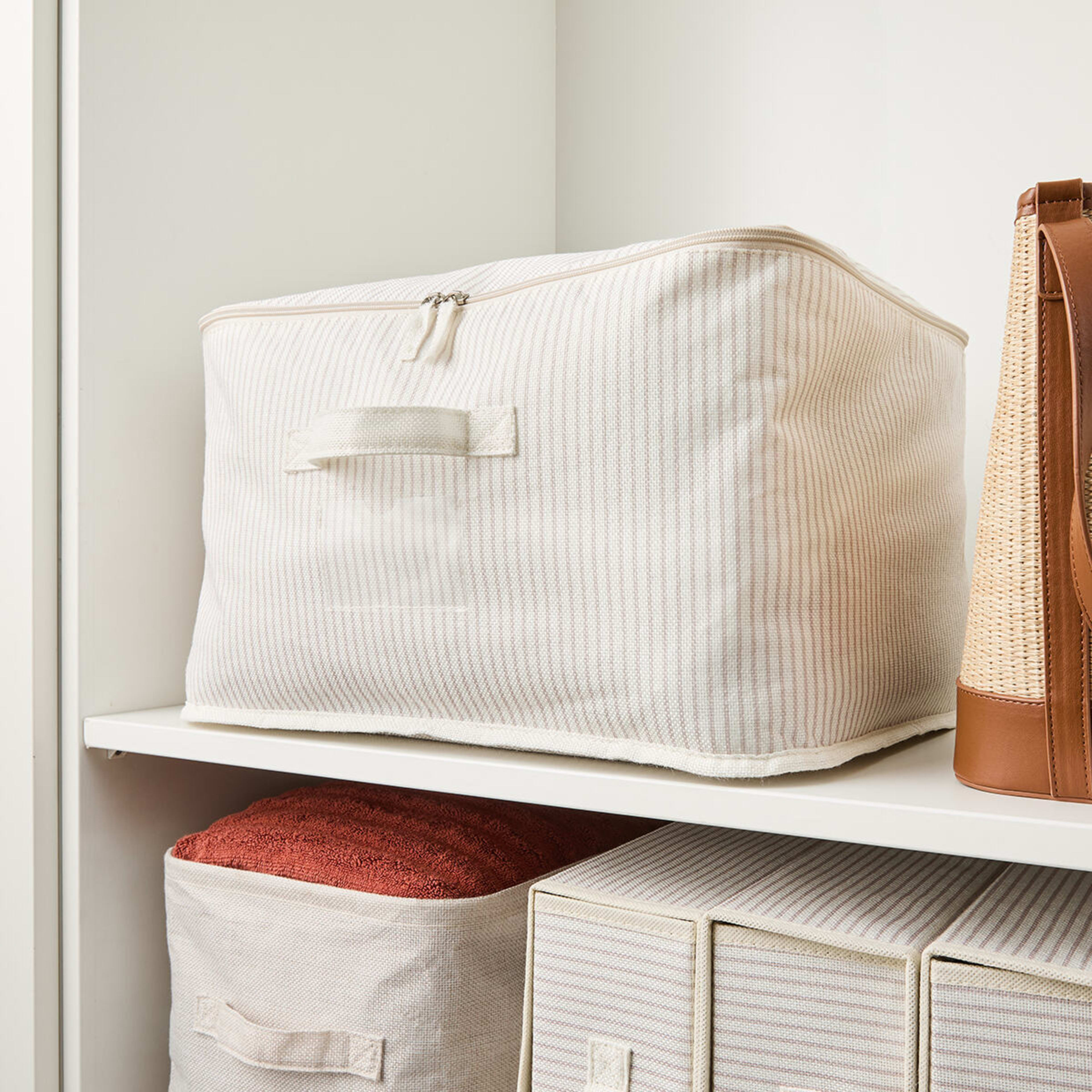 2 Linen Look Storage Bag - Large, Striped, 2 of 7
