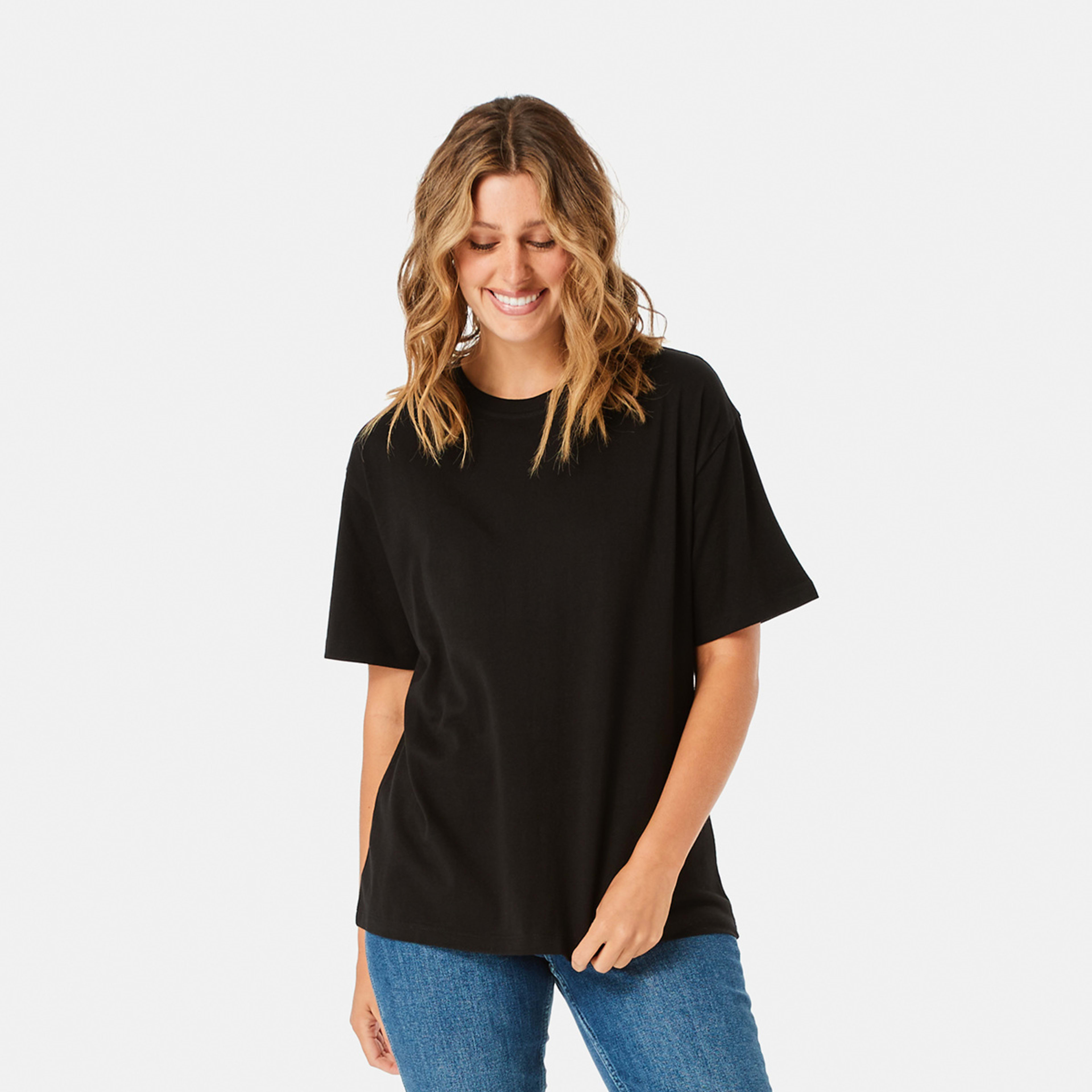 1 Short Sleeve Oversized Boyfriend T-Shirt Black, 1 of 4