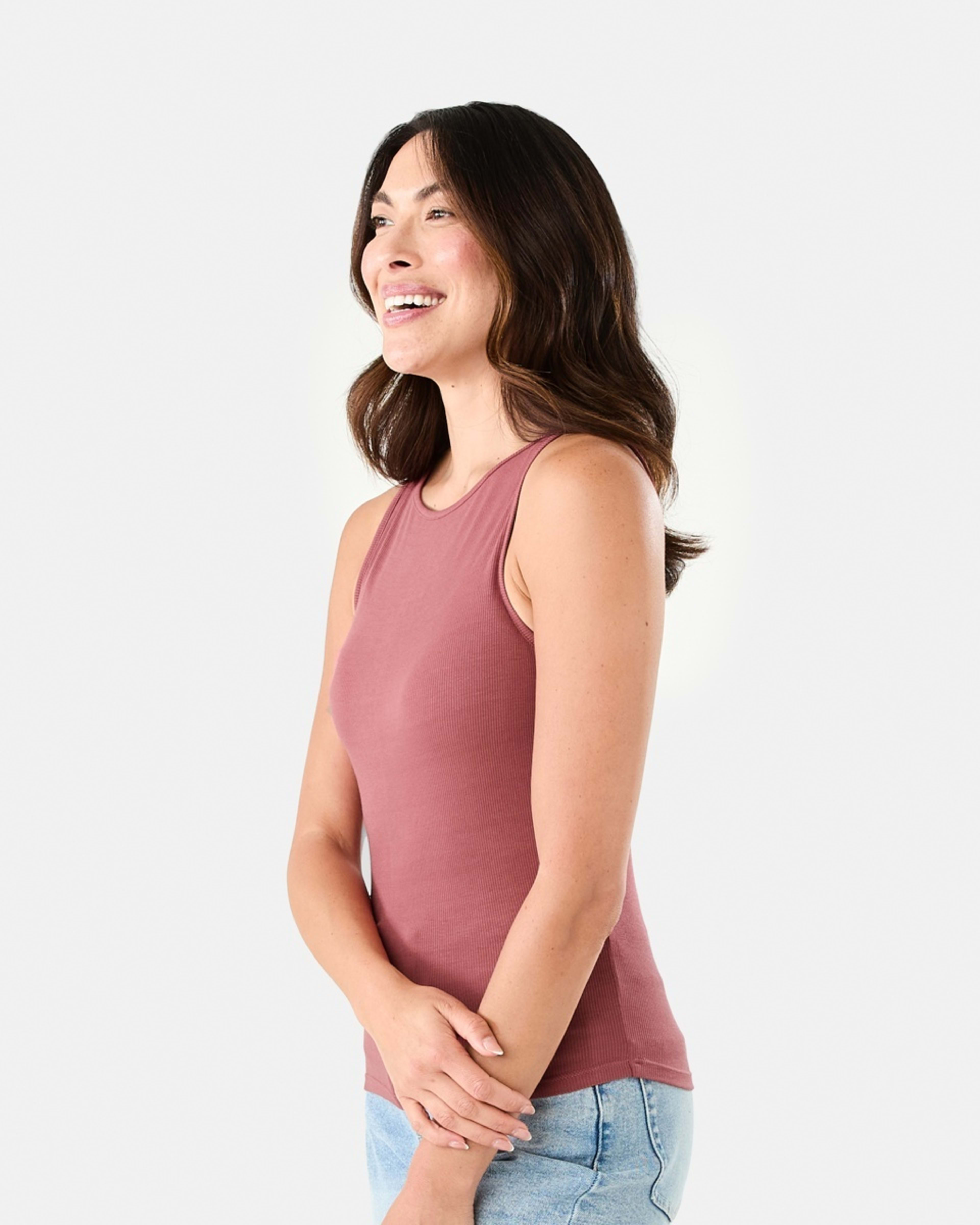 4 Sleeveless Rib Boat Neck Top Dried Red, 4 of 8