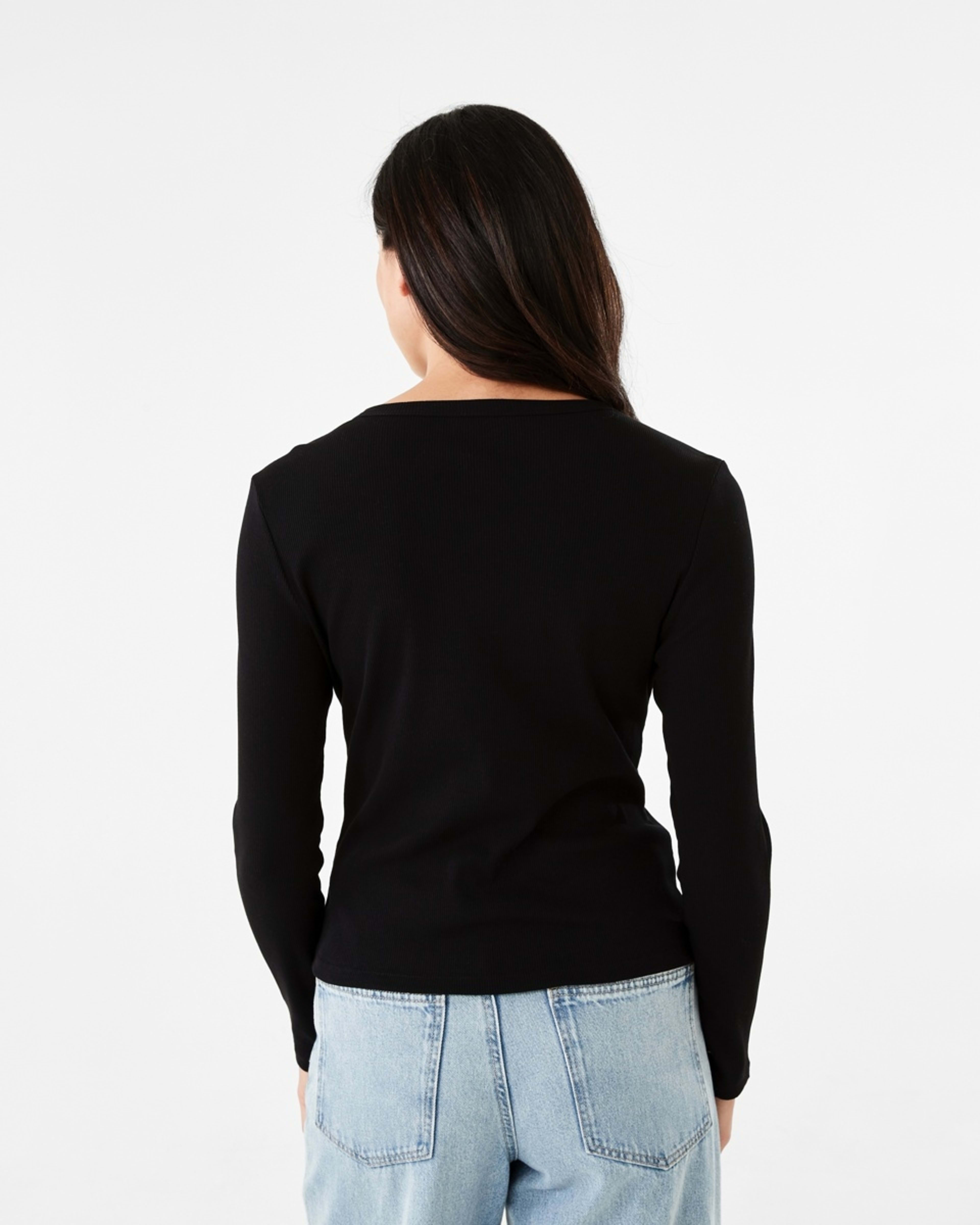 4 Long Sleeve Rib Crew T-shirt Black, 4 of 6
