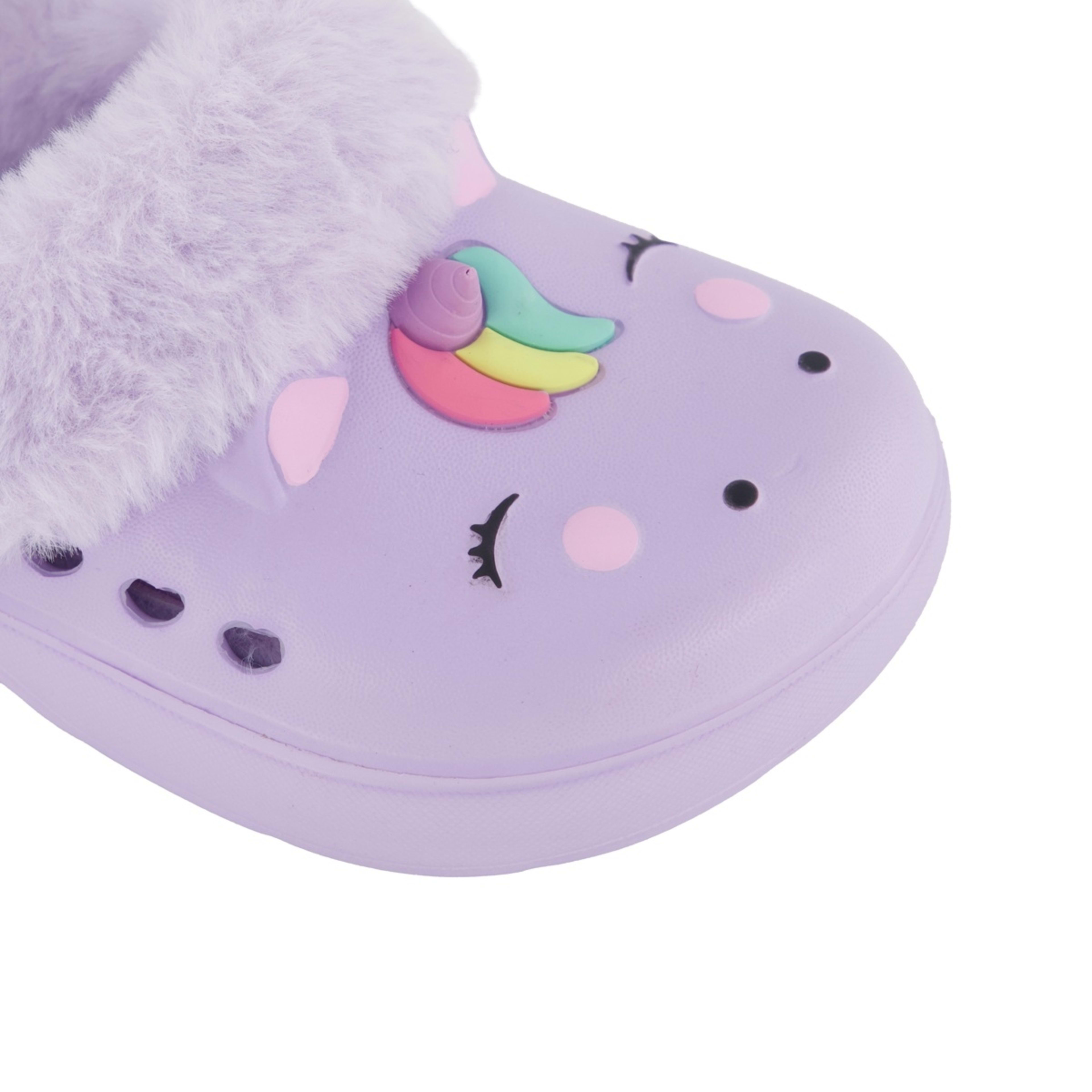 4 Junior Faux Fur Lined Clogs Ashley Lilac Unicorn, 4 of 4