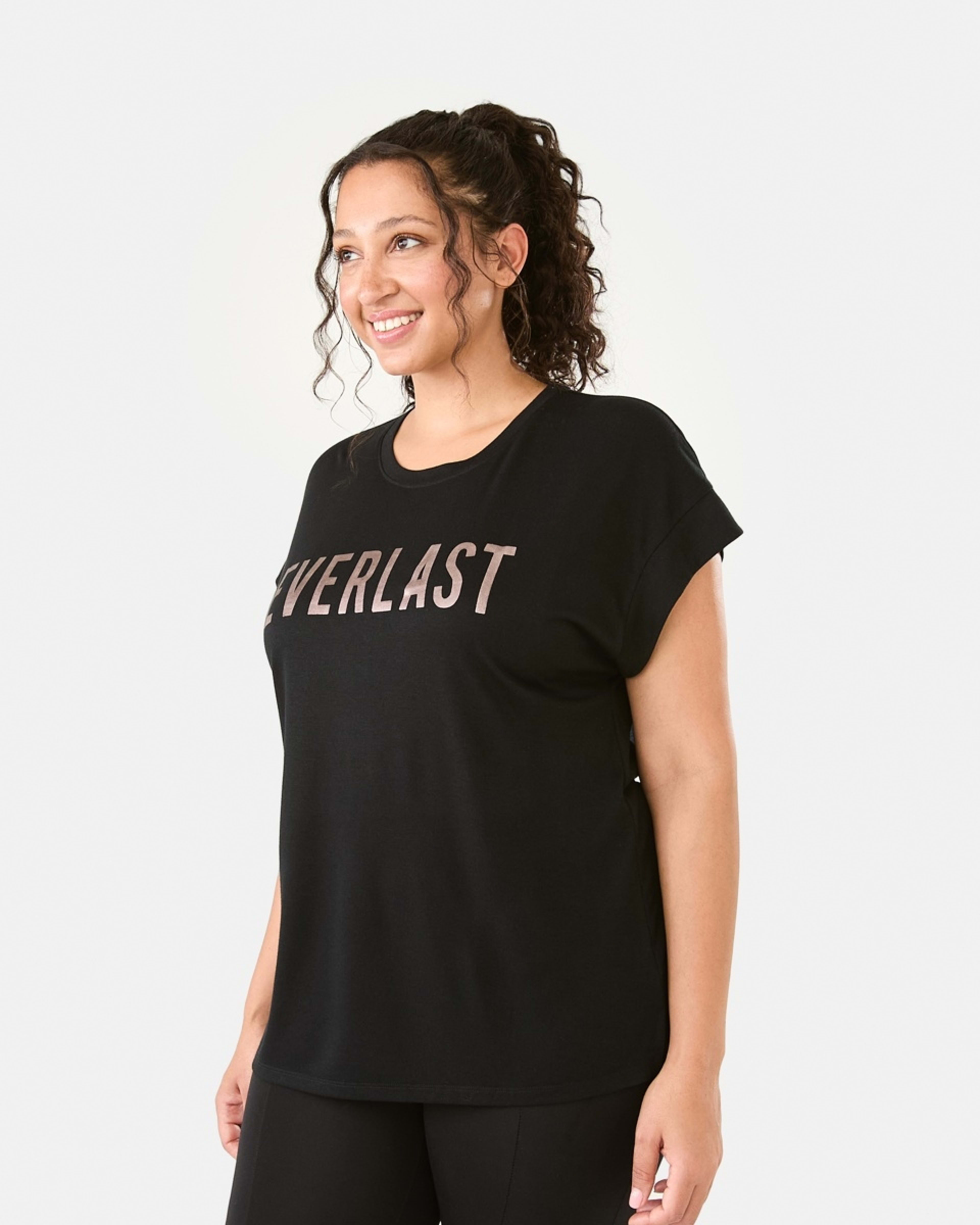 2 Everlast Womens Relaxed Long T-shirt EVERLAST BLACK, 2 of 7