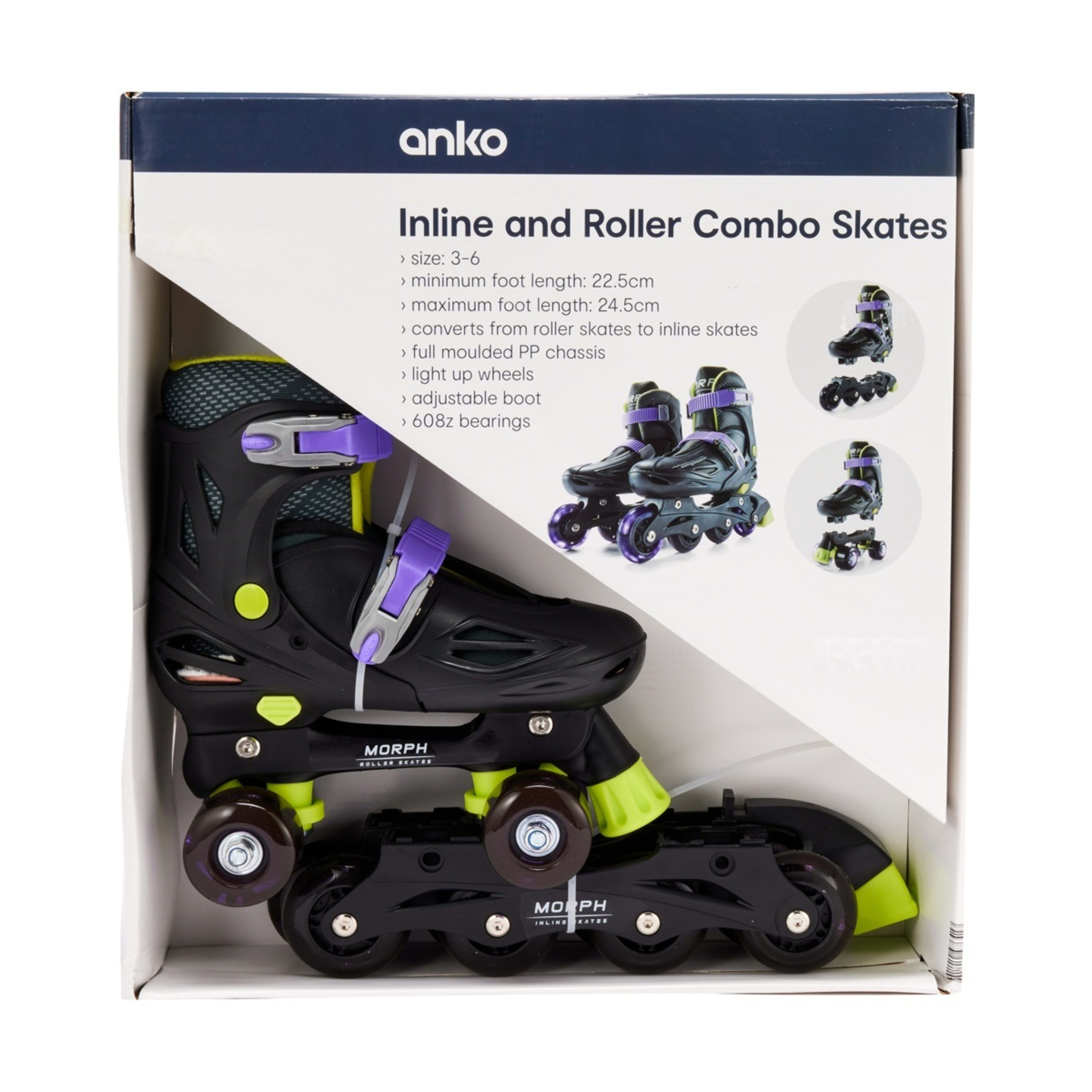 9 Inline and Roller Combo Skates - Black, Size 3 to 6, 9 of 9
