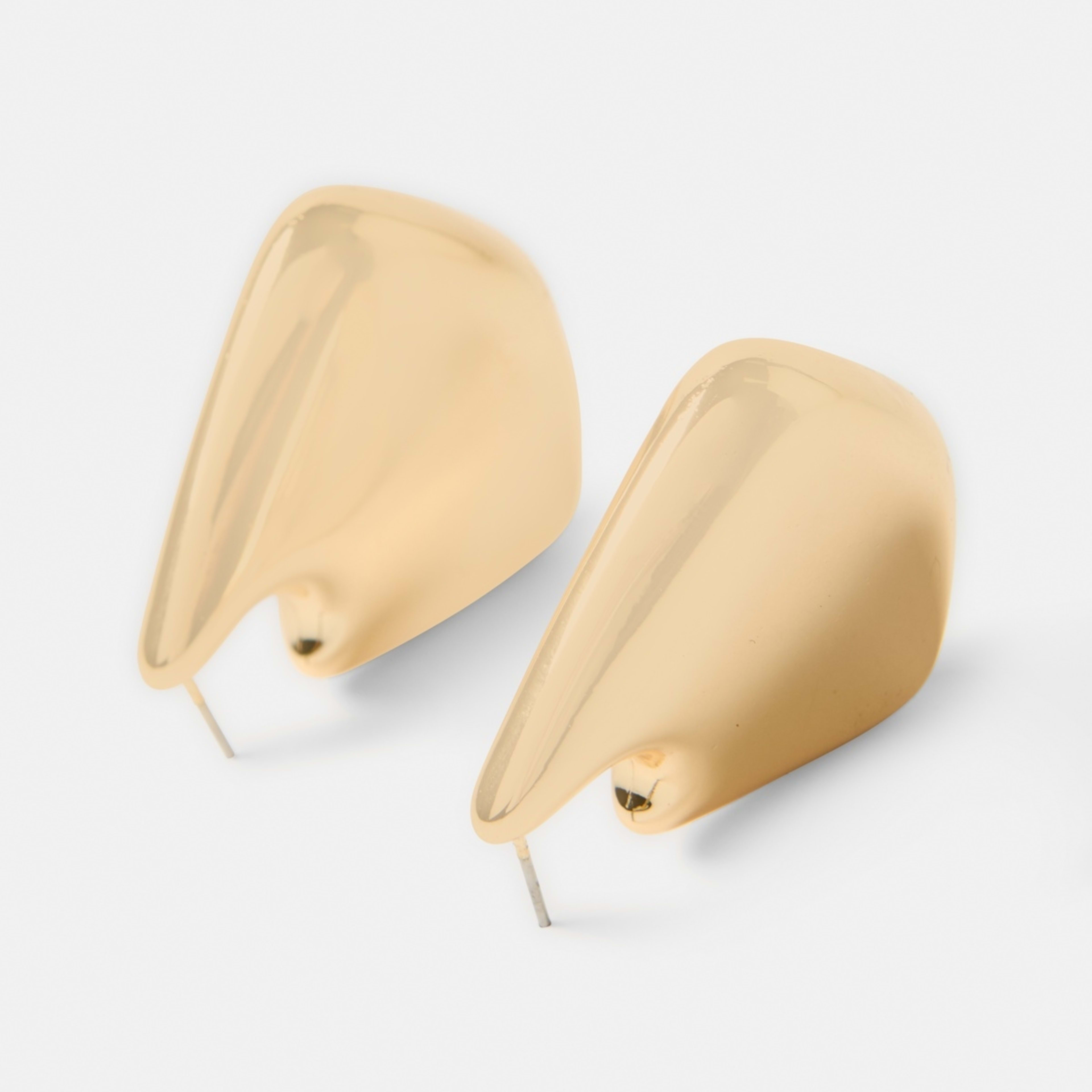 1 Geometric Teardrop Earrings - Gold Tone