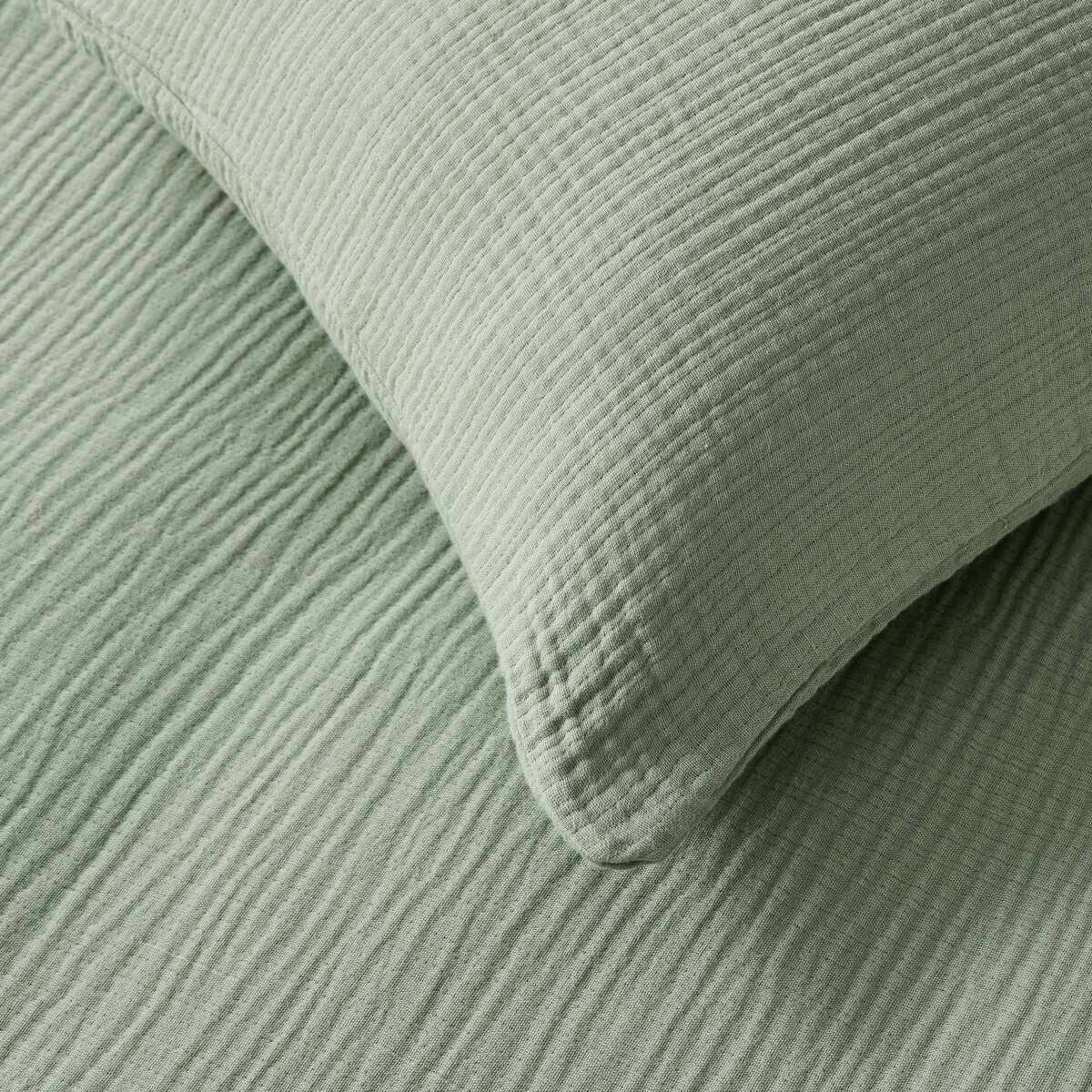 3 Muslin Cotton Quilt Cover Set - Double Bed, Seagrass, 3 of 6