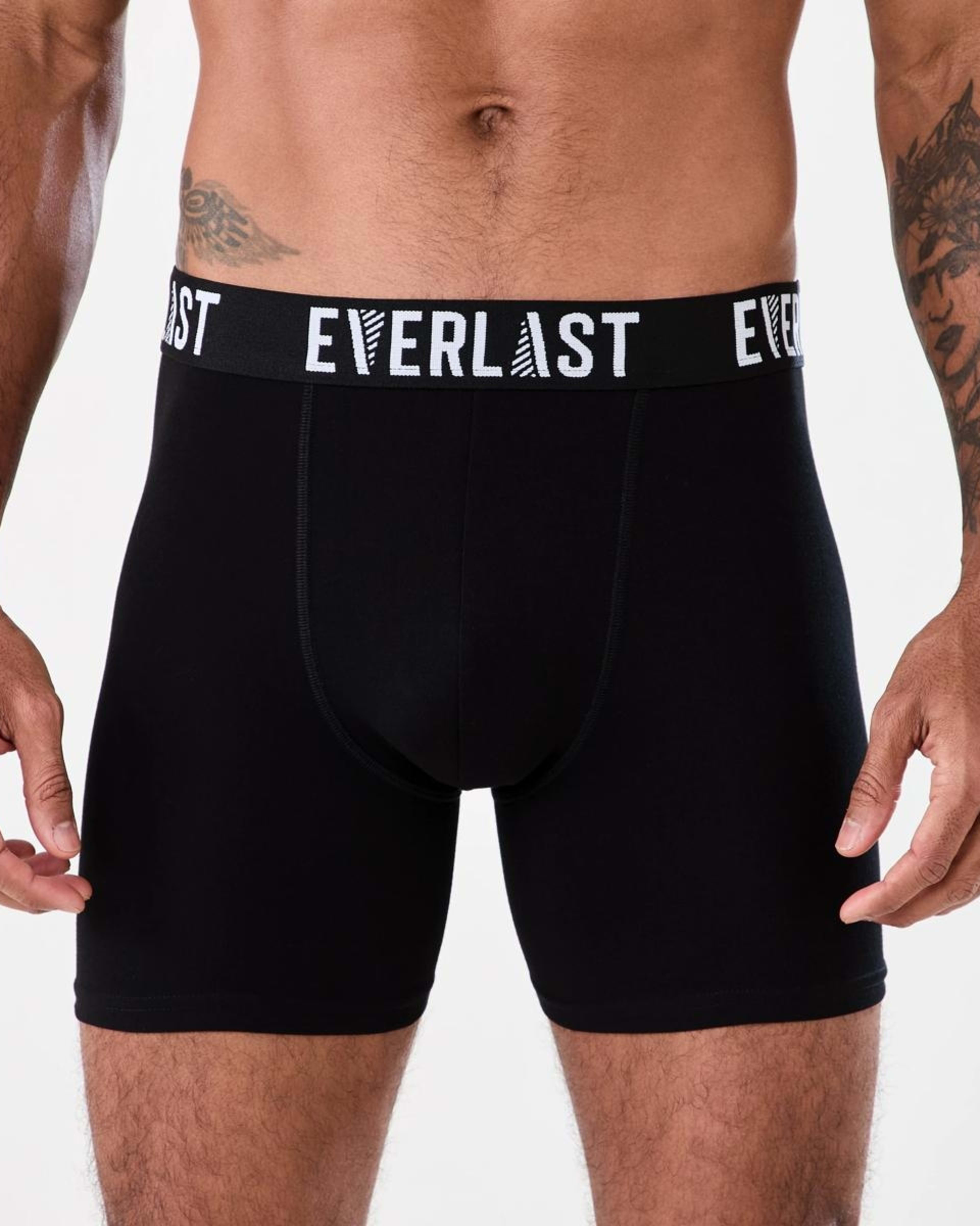 4 3 Pack Everlast Mens Mid Length Trunks EVERLAST BLACK, 4 of 8