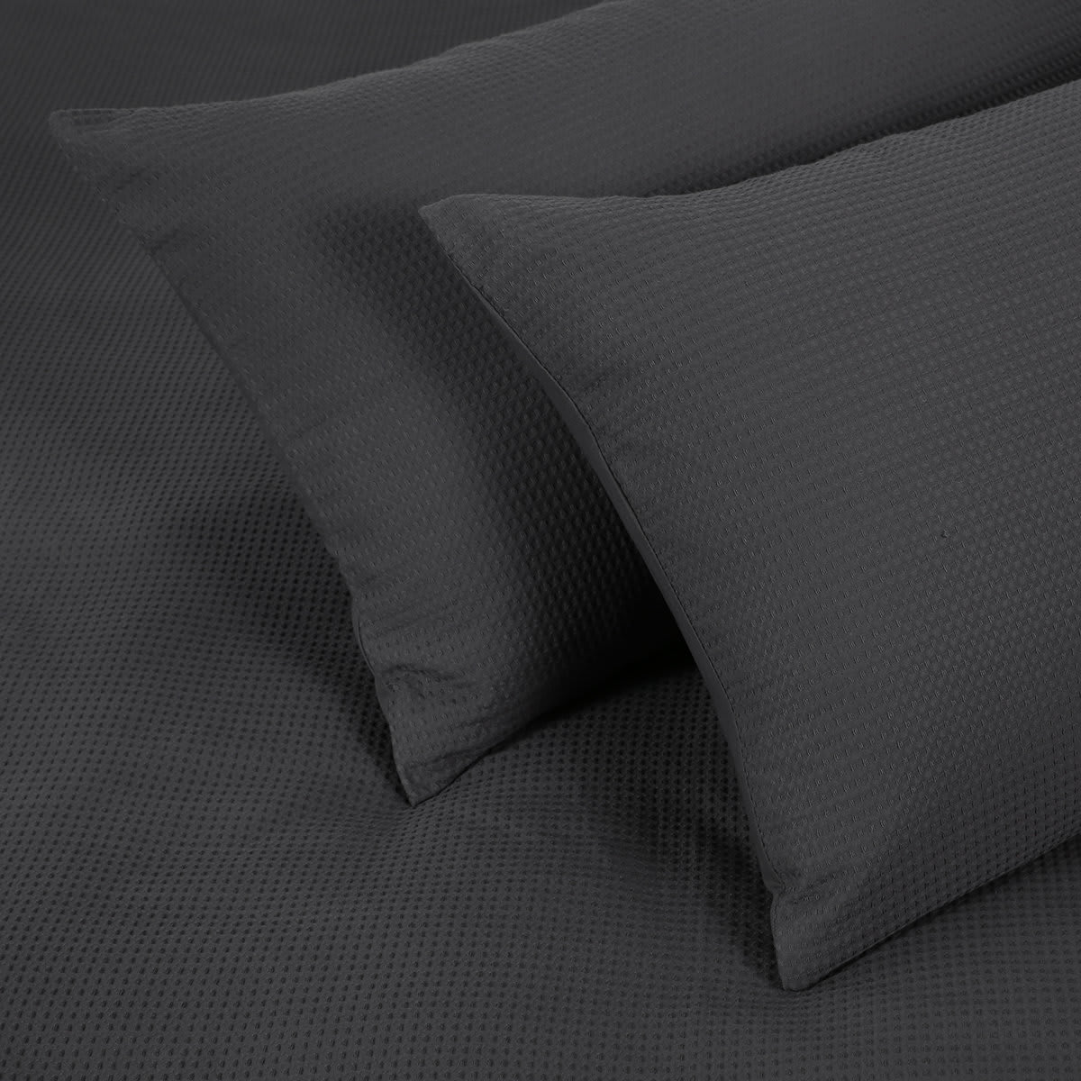 Waffle Cotton Quilt Cover Set King Bed, Charcoal Kmart