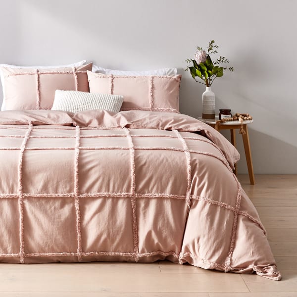 Honor Cotton Quilt Cover Set - Queen Bed, Pink - Kmart