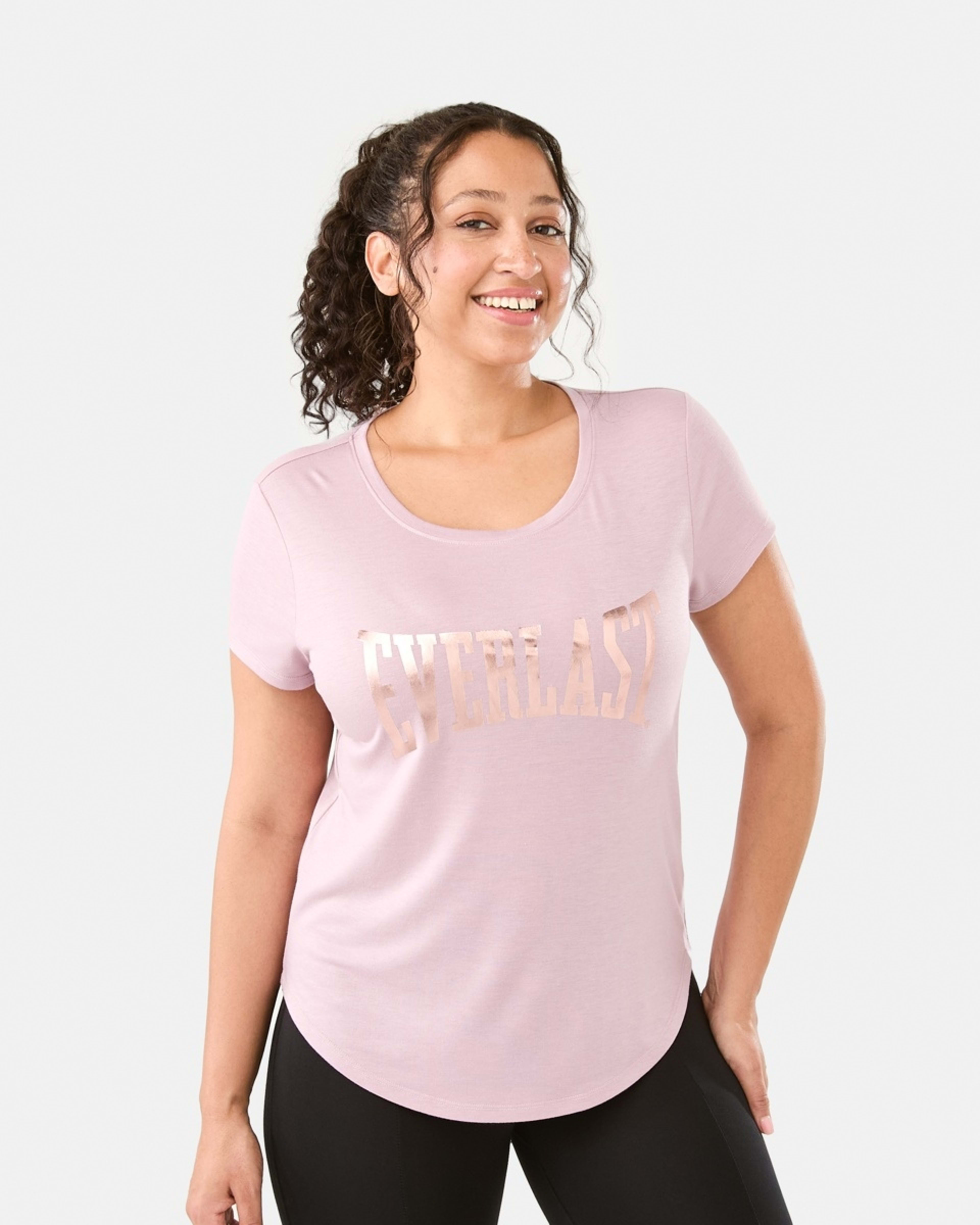 1 Everlast Womens Scoop Neck T-shirt Everlast Dogbone Dusty Pink