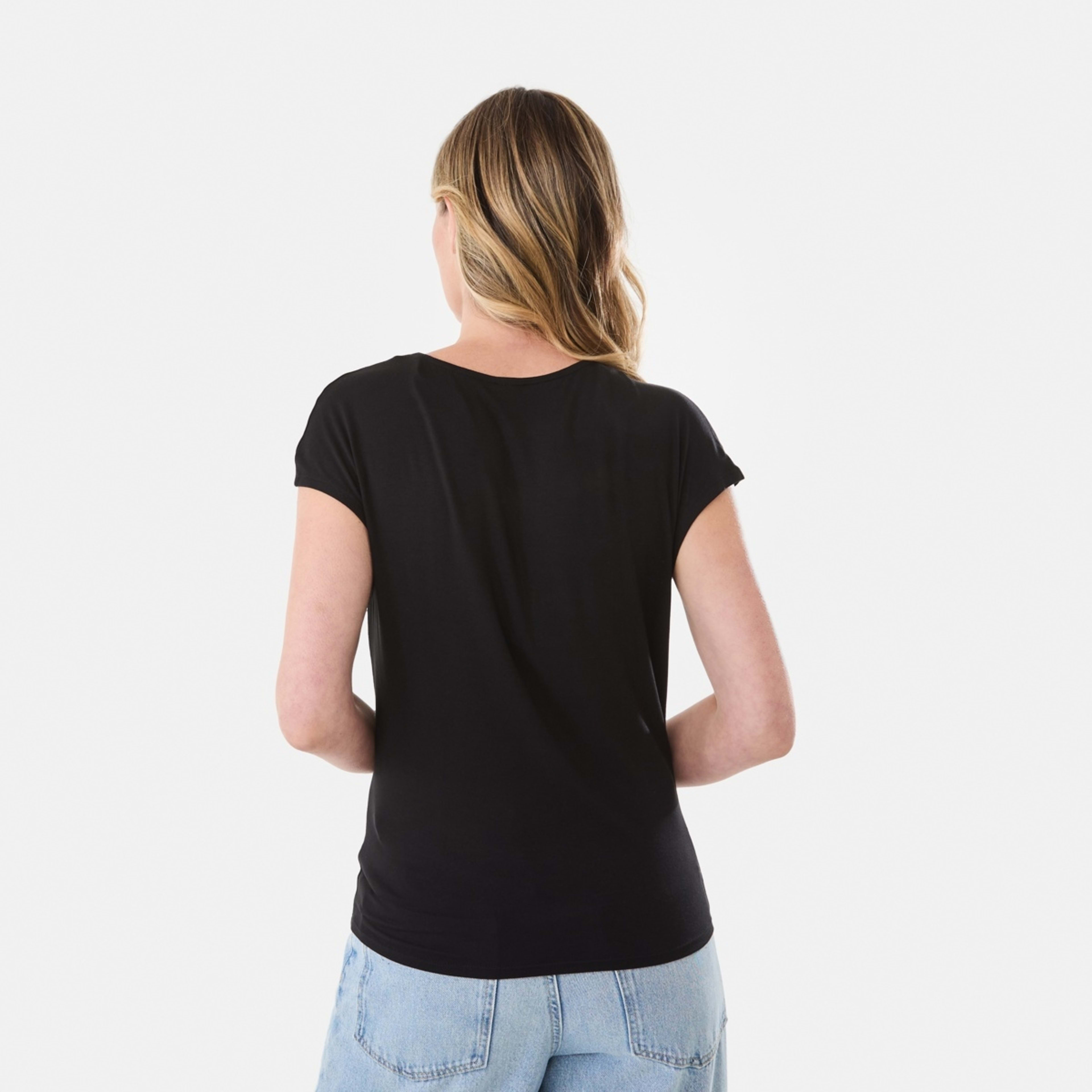 3 Short Sleeve Pleat Detail Top Black, 3 of 5