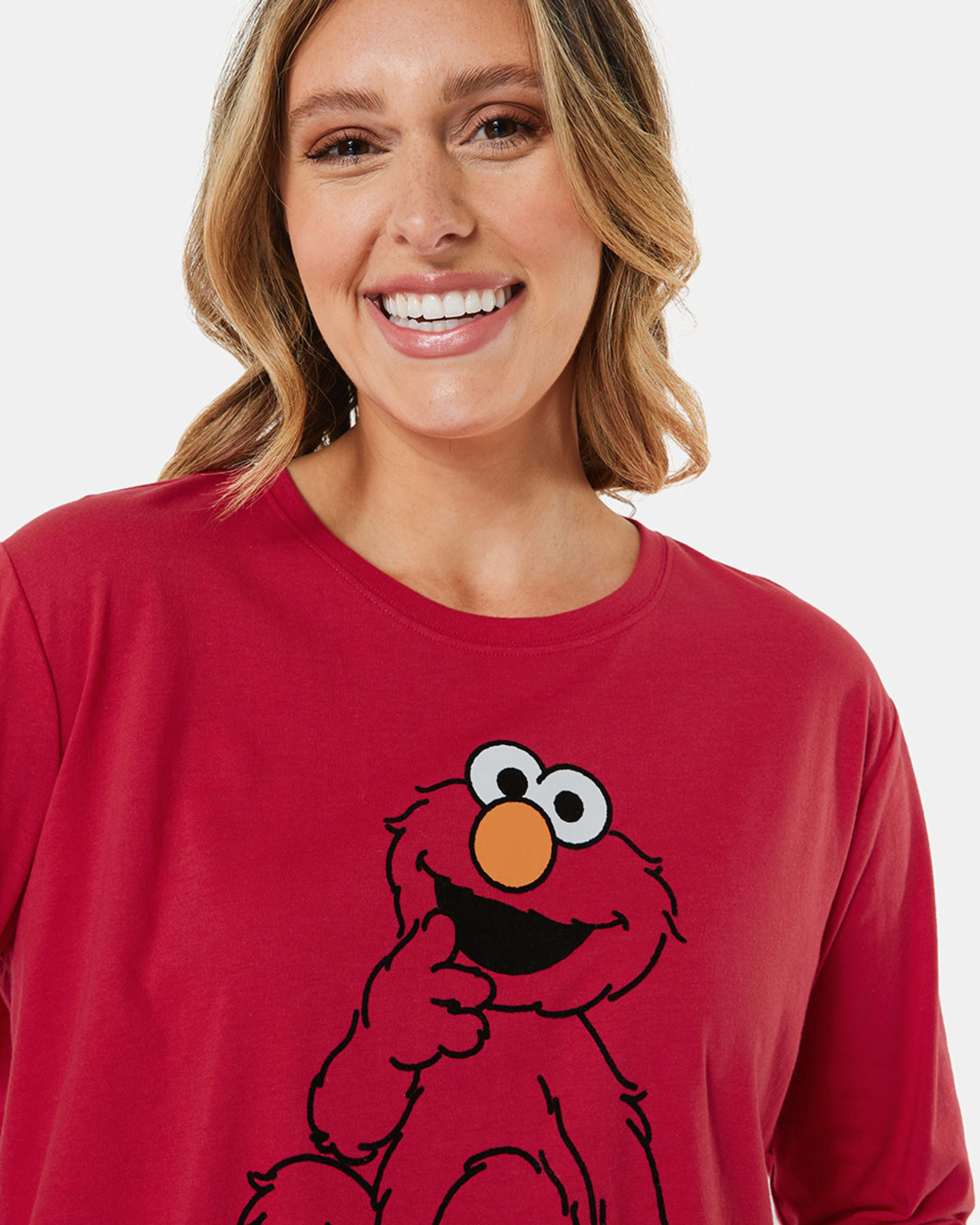 Sesame Street License Long Sleeve Knit Top & Flannel Pants Pyjama Set