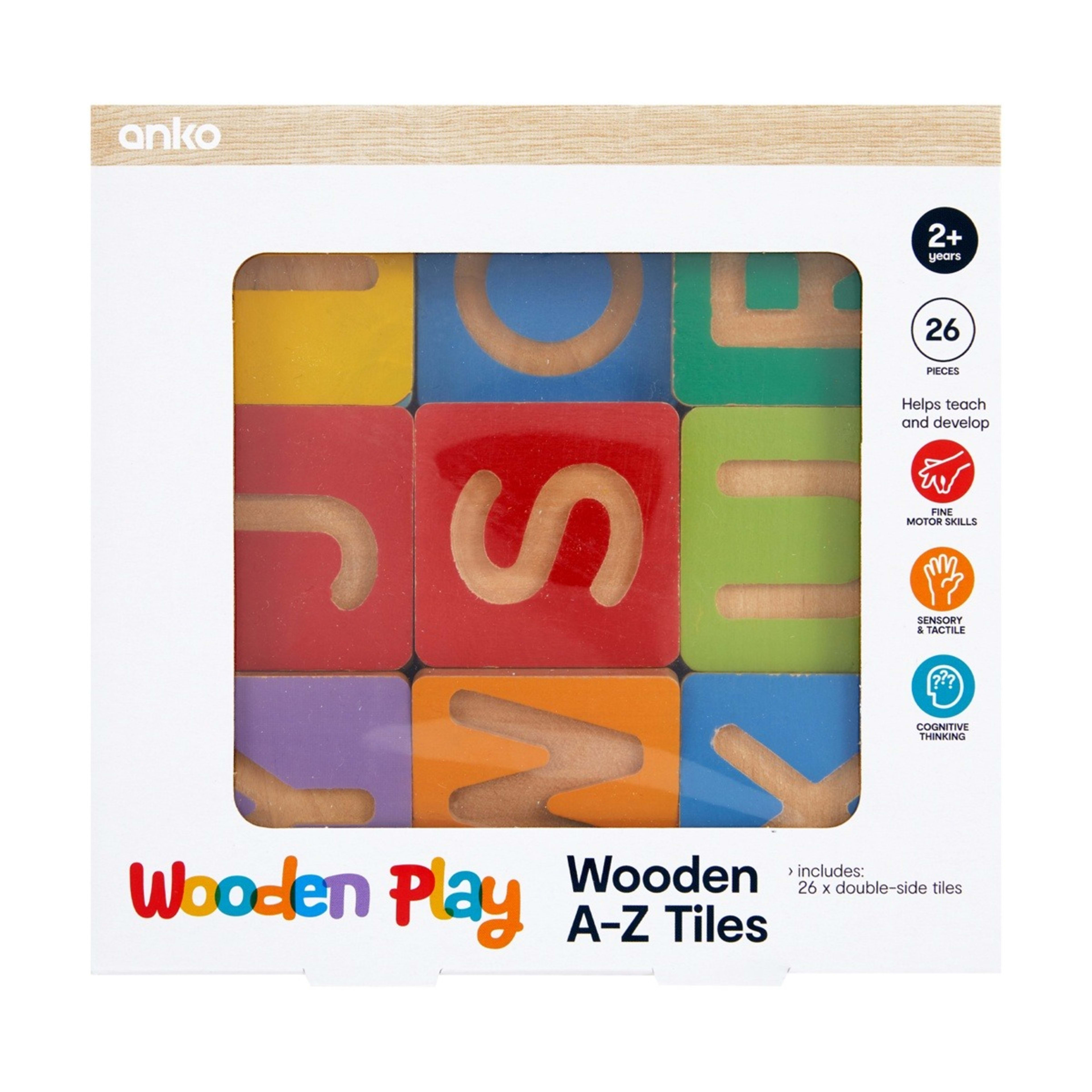 7 26 Piece Wooden A-Z Tiles Playset, 7 of 8