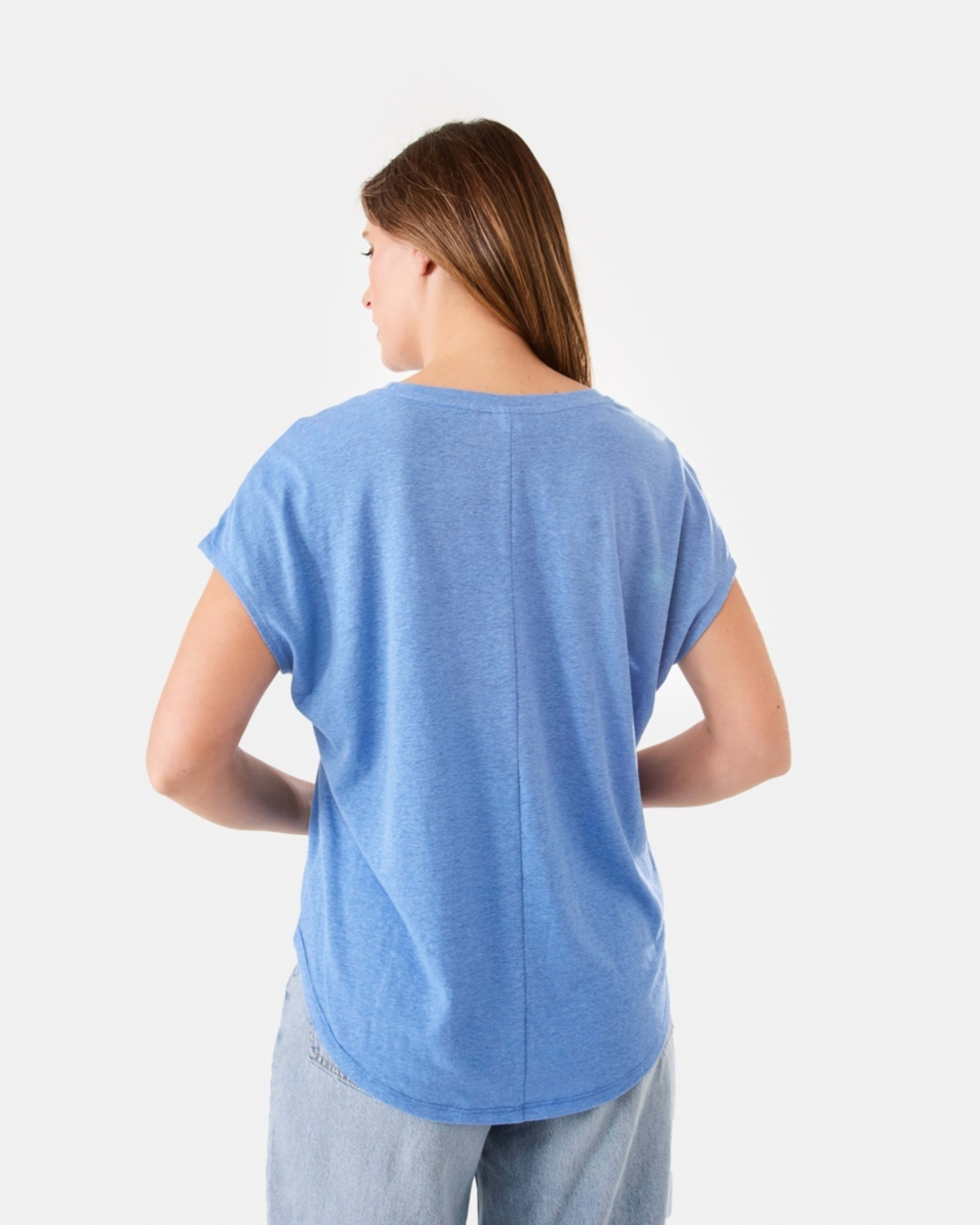 3 Linen Blend Extended Sleeve Tee Blu Marine, 3 of 6