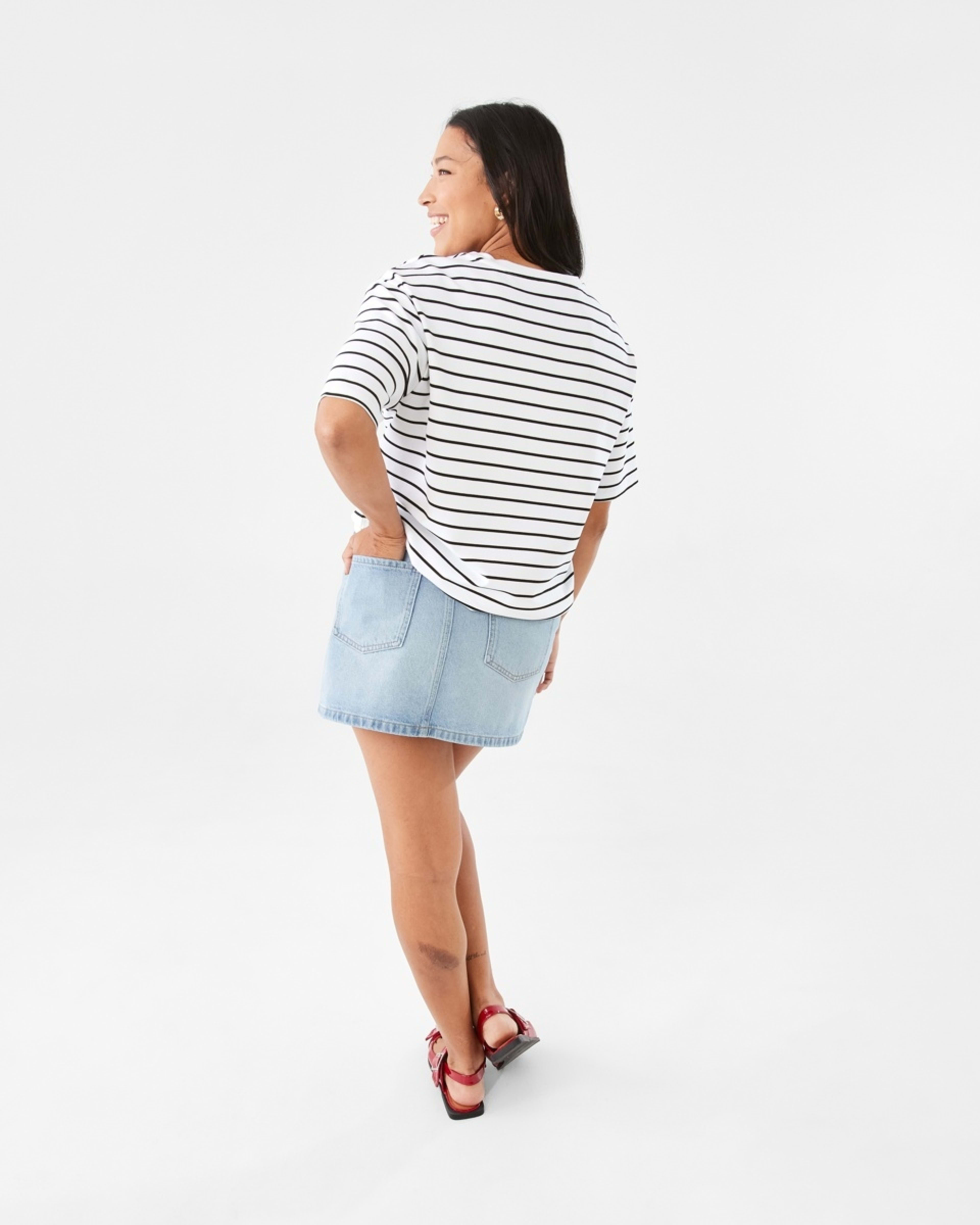 5 Denim A-line Mini Skirt Light Wash, 5 of 7