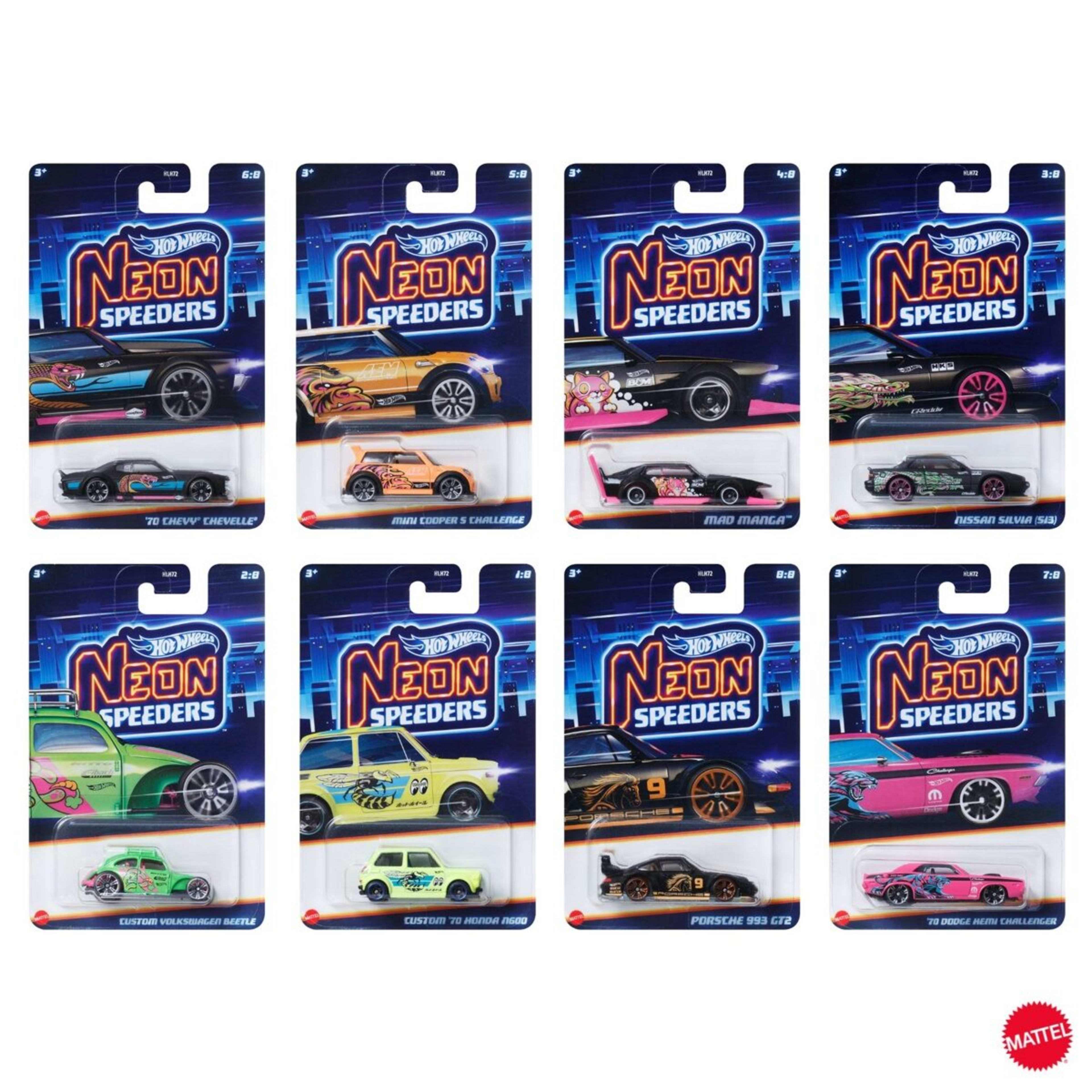 1 Hot Wheels Neon Speeders 1:64 Scale Car - Assorted
