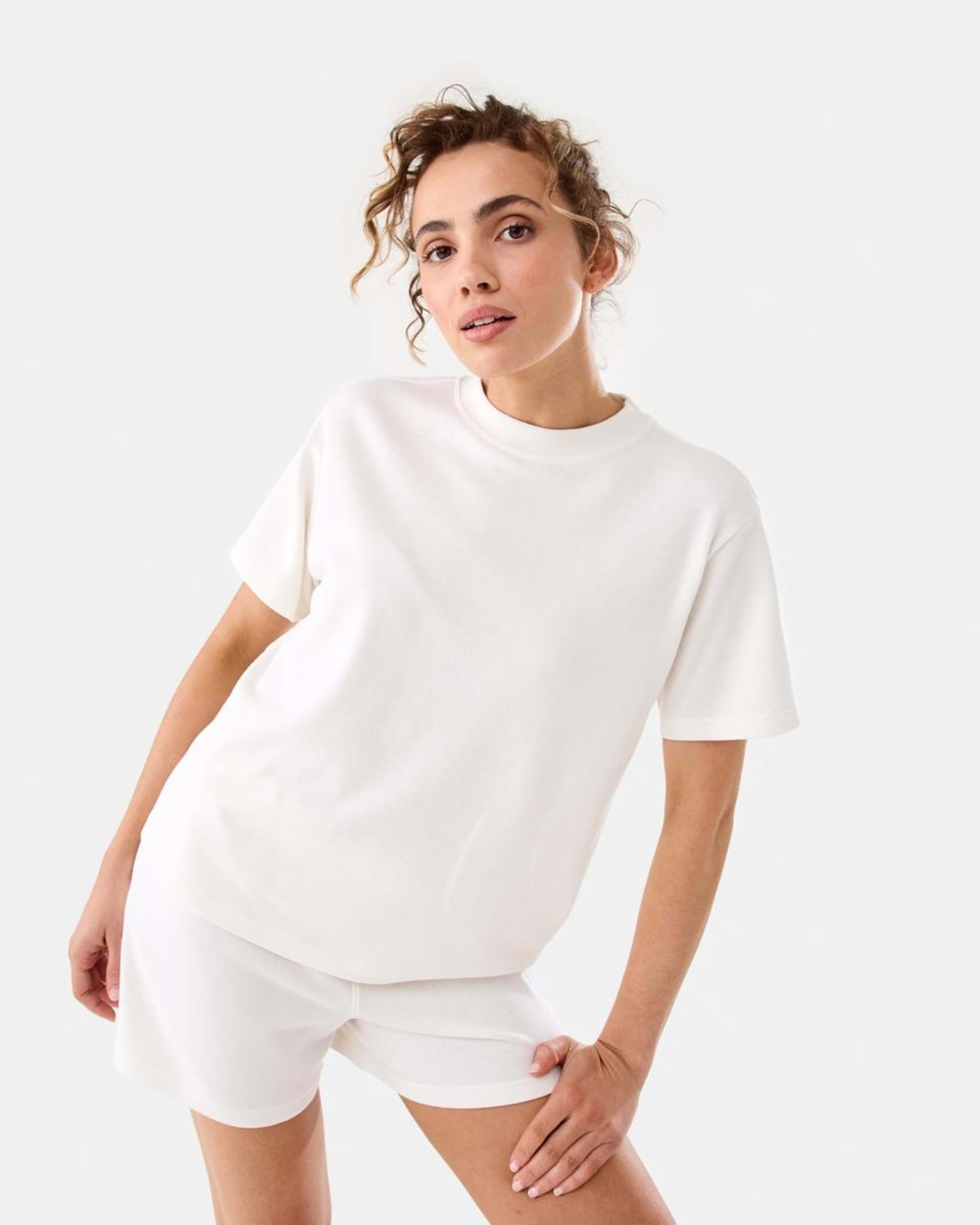 7 Active Womens Terry T-shirt EGRET WHITE, 7 of 7