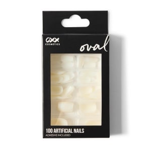 OXX Cosmetics 100 Pack Artificial Nails with Adhesive - Oval Shape, Clear